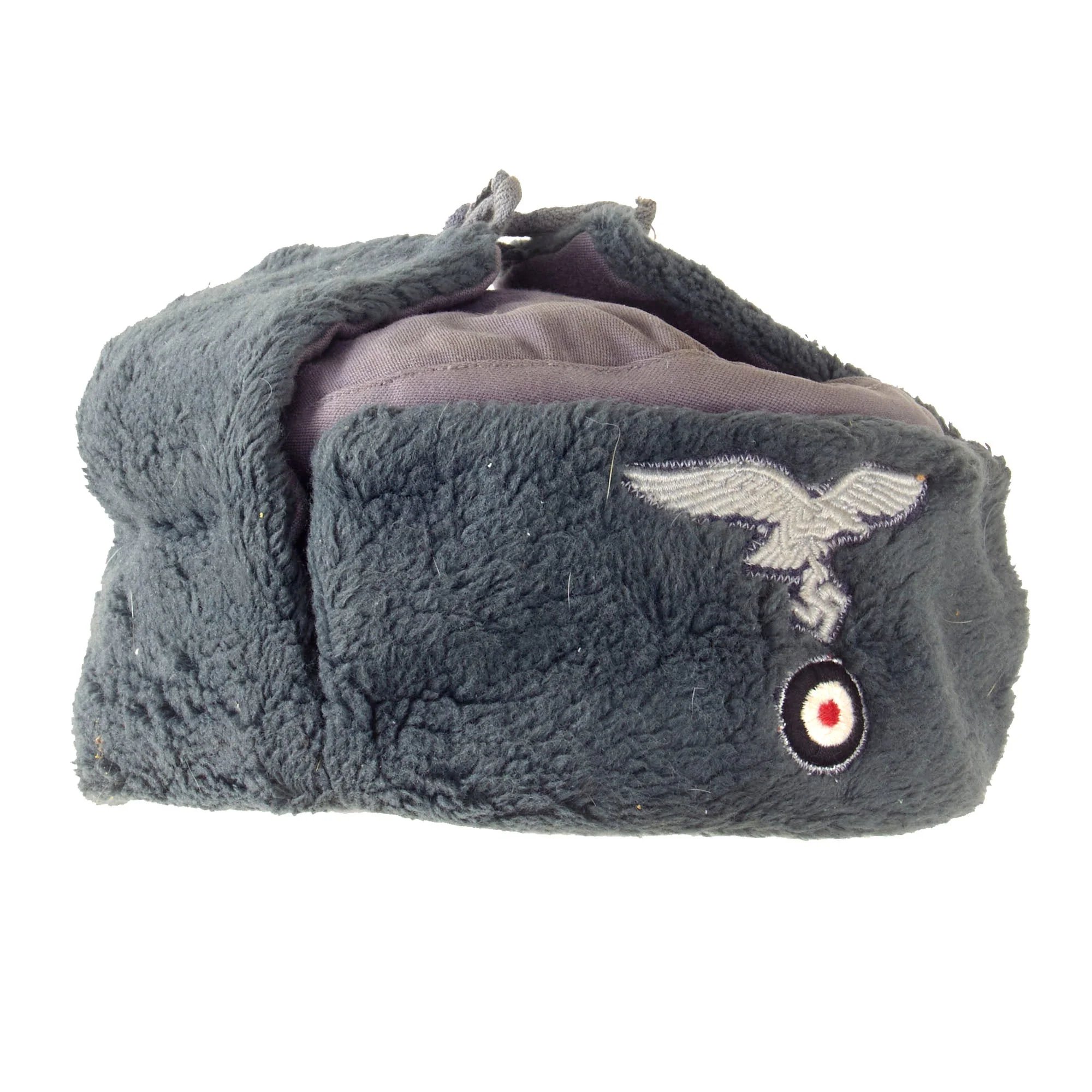Original German WWII Eastern Front Luftwaffe Soviet Ushanka Style Insulated Winter Cap — image 9