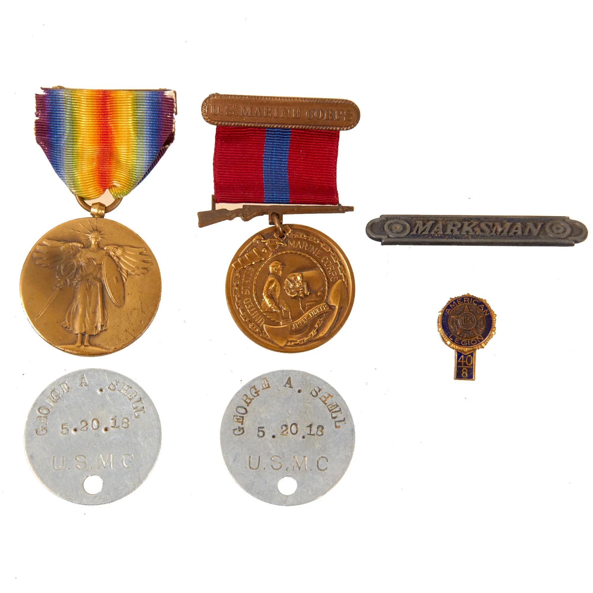 Original U.S. WWI Marine Corps Dog Tag & Good Conduct Medal with Accompanying Documents & Ephemera - Private George Abraham Shell — image 11