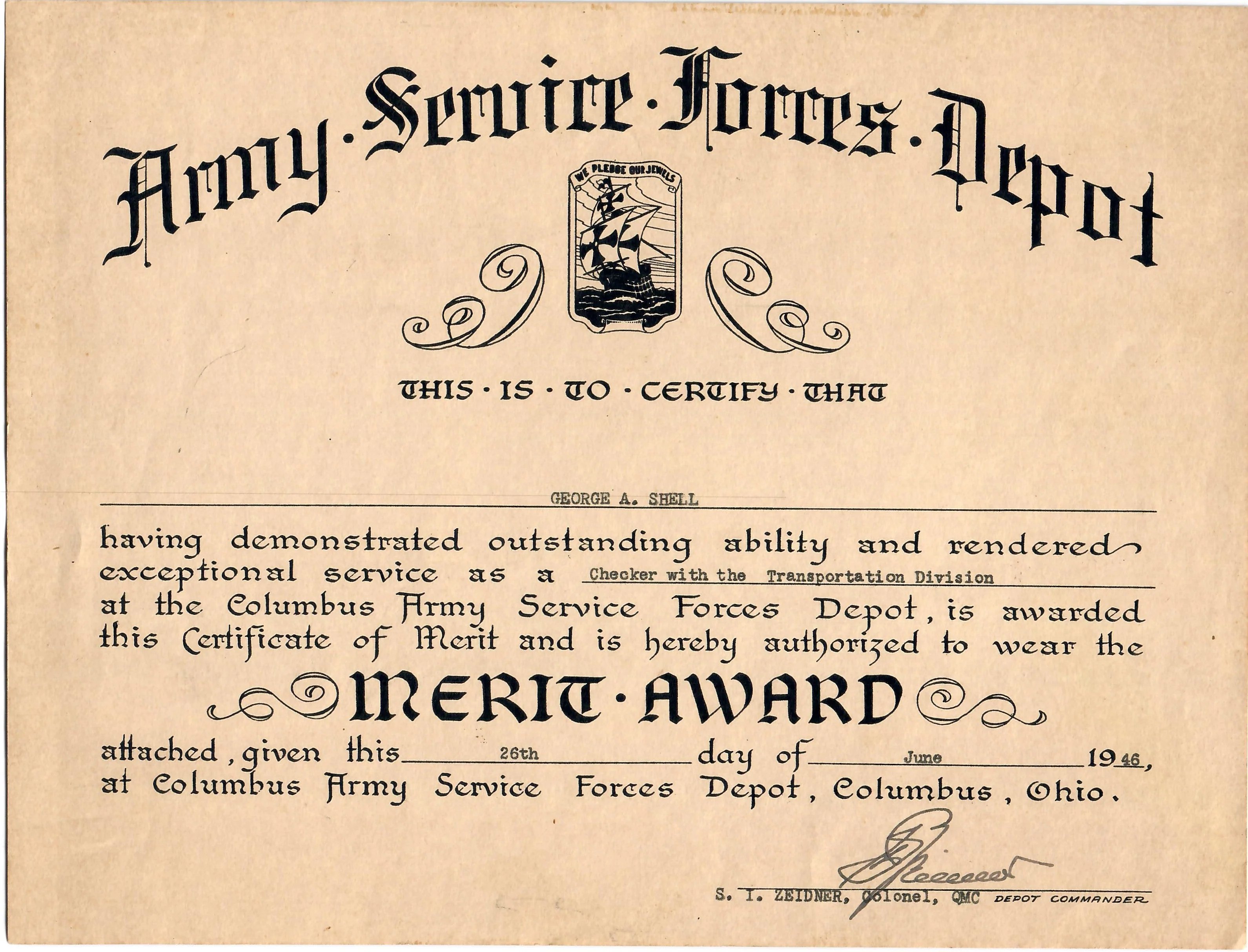 Original U.S. WWI Marine Corps Dog Tag & Good Conduct Medal with Accompanying Documents & Ephemera - Private George Abraham Shell — image 4