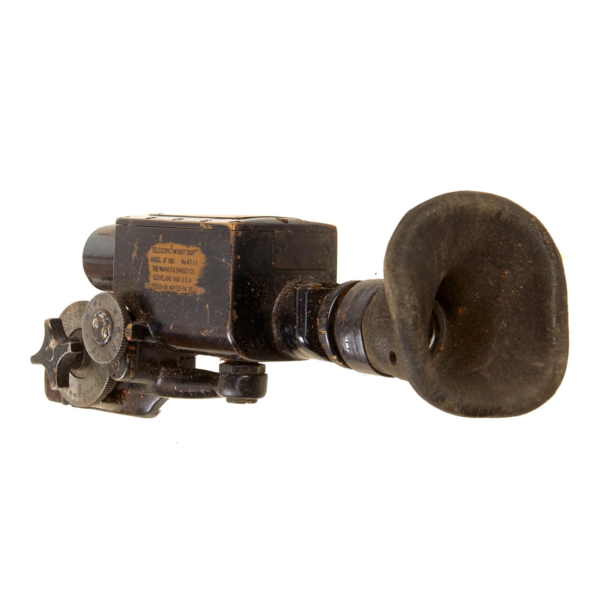 Original U.S. WWI M1903 Springfield Warner & Swasey M-1913 Sniper Scope with Mounting Bracket in 1918-Dated Leather Case - Extremely Rare — image 2