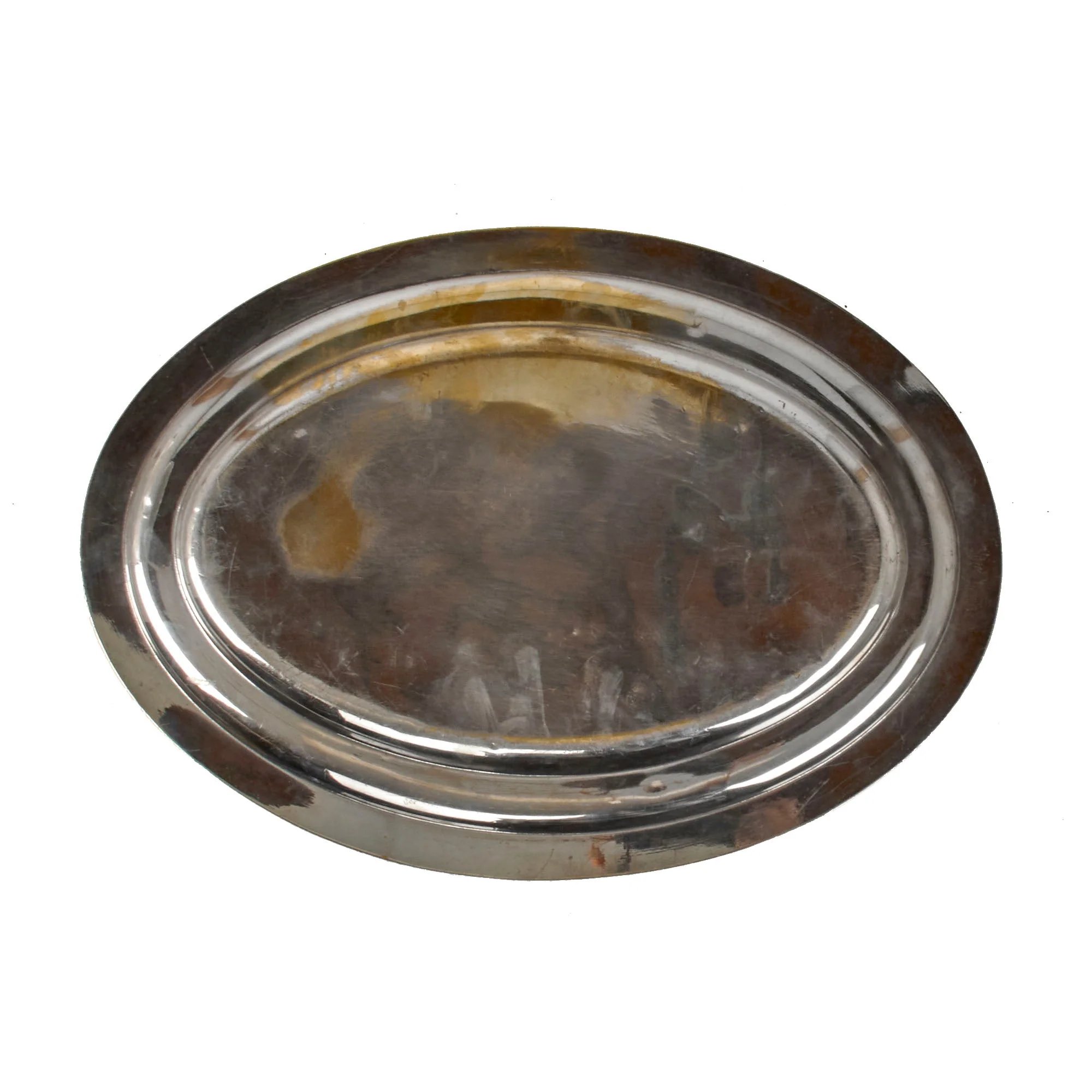 Original Iraq War Saddam Hussein Silver Plated Formal Pattern Serving Tray with Iraq Coat of Arms - From Basra Airport - Christofle Silver — image 6