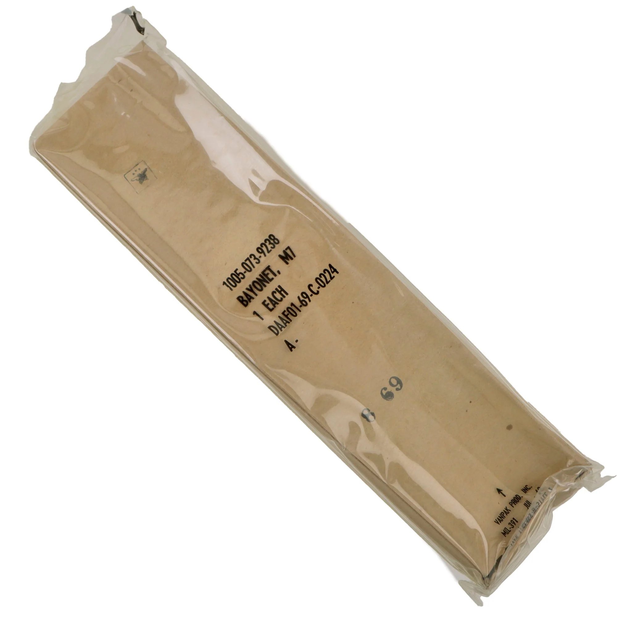 Original U.S. Unissued M7 Bayonet for M16 Rifle with M8A1 Scabbard in Original Sealed Packaging - Repacked in March 1977 — image 2