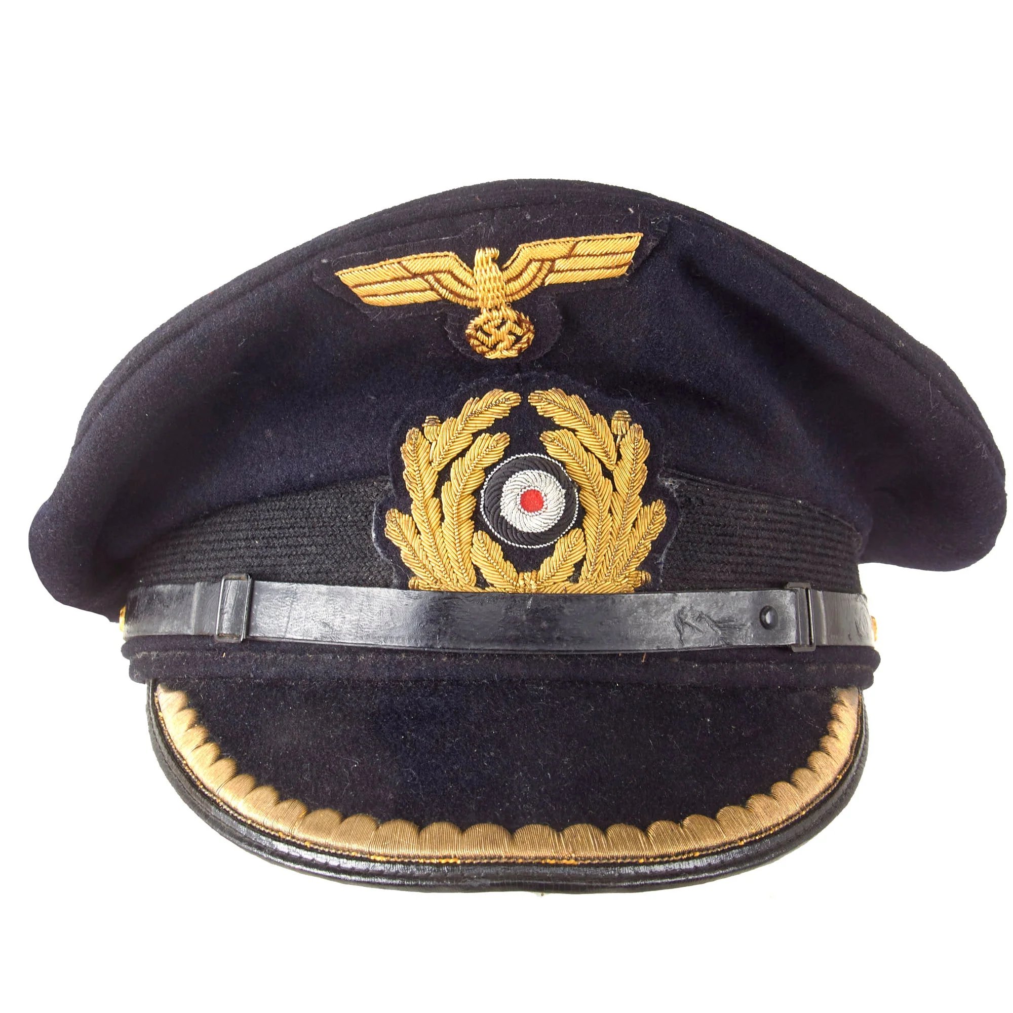 Original German WWII Kriegsmarine Navy Blue Junior Grade Officer Schirmmütze Visor Cap — image 2