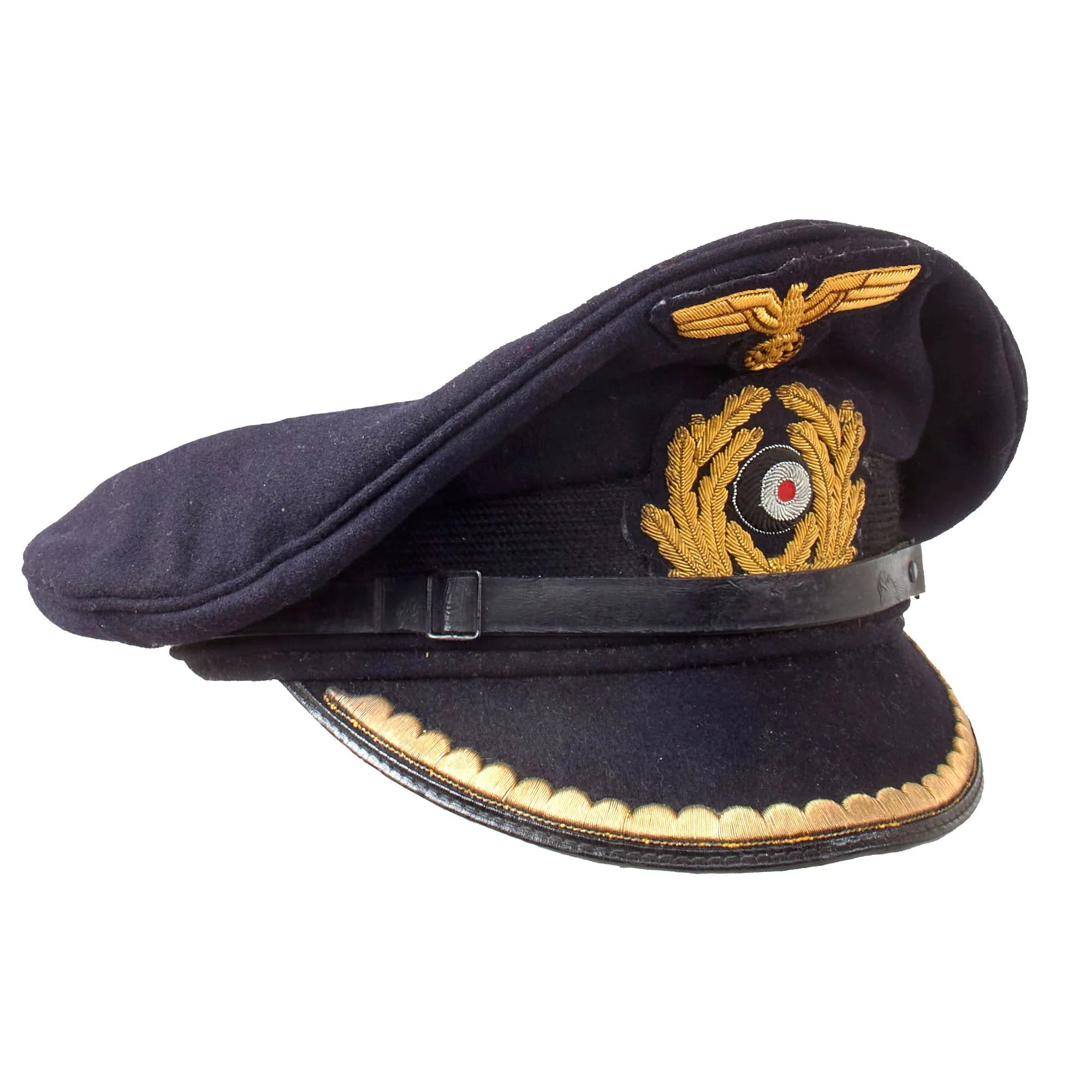 Original German WWII Kriegsmarine Navy Blue Junior Grade Officer Schirmmütze Visor Cap — image 3