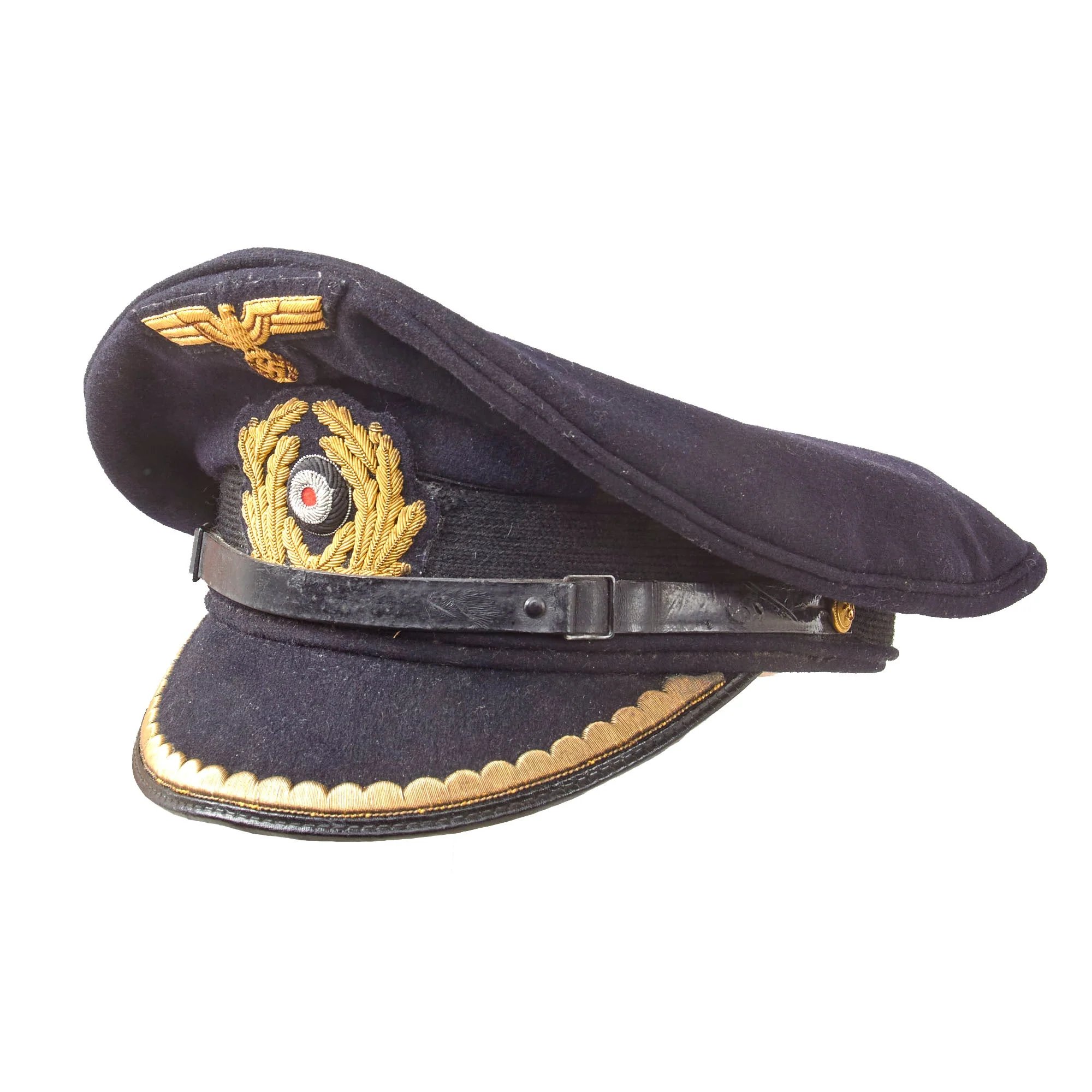 Original German WWII Kriegsmarine Navy Blue Junior Grade Officer Schirmmütze Visor Cap — image 4