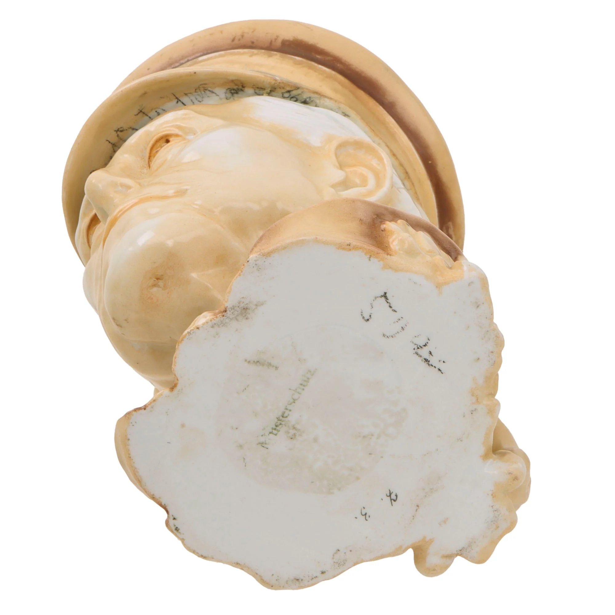 Original Imperial German WWI Era Portly Character Helmuth Von Moltke the Elder Stein with Hinged Lid by Musterschutz with Period Inscription Under Visor — image 6