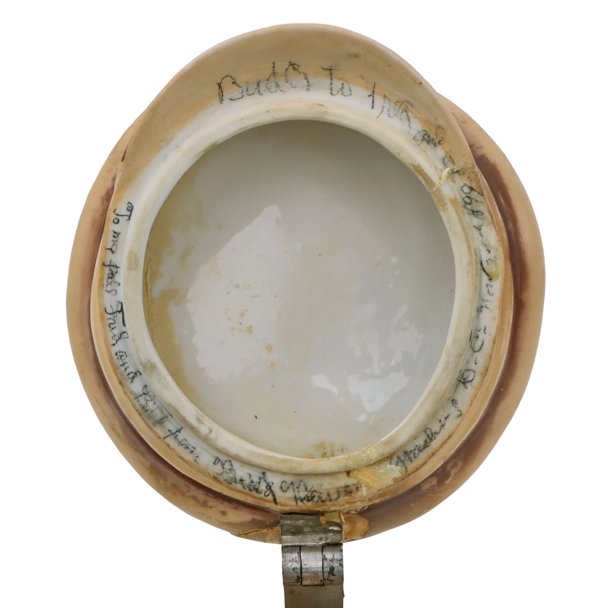 Original Imperial German WWI Era Portly Character Helmuth Von Moltke the Elder Stein with Hinged Lid by Musterschutz with Period Inscription Under Visor — image 7