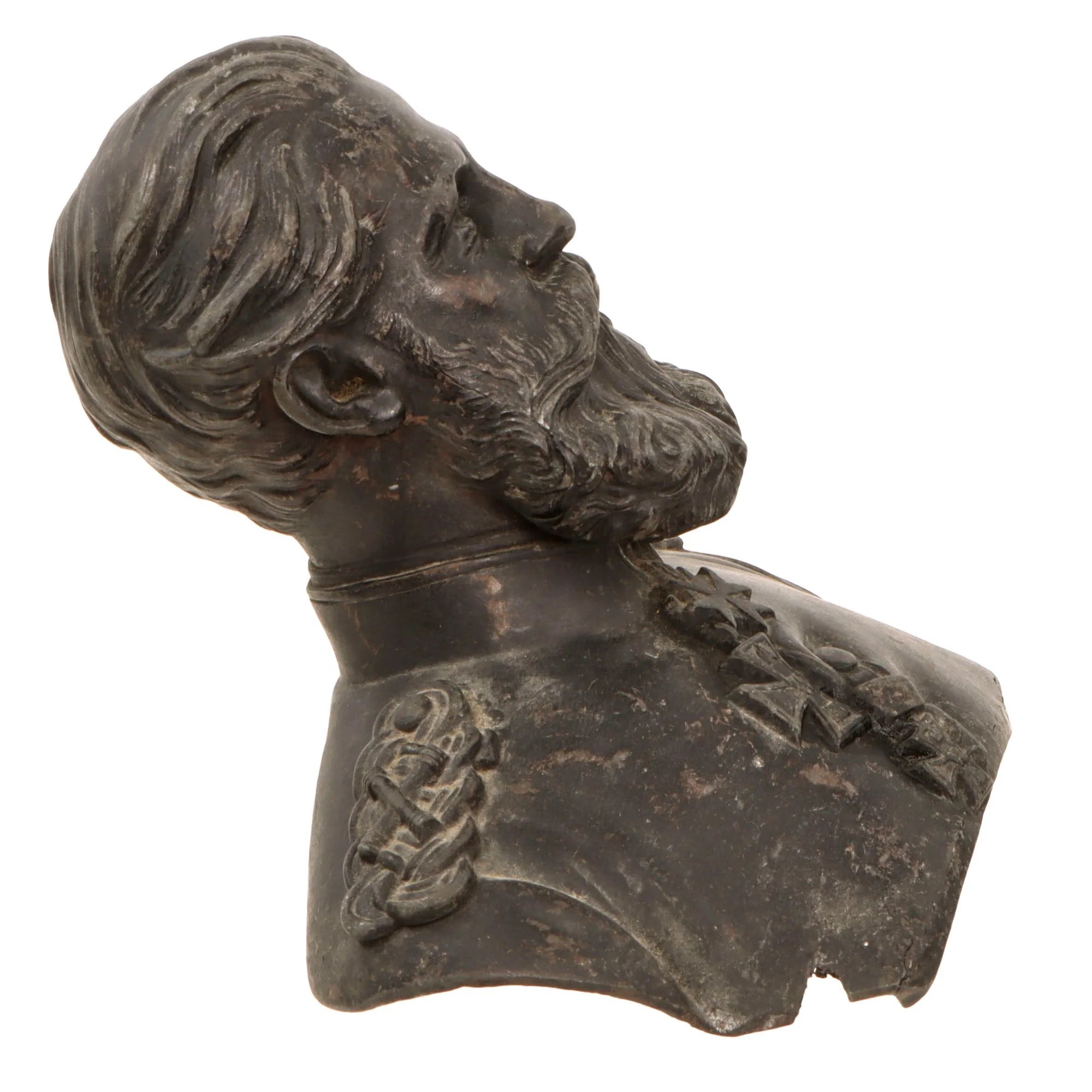 Original Imperial German Pre-WWI Frederick III German Emperor Bronze Bust - Numbered 1563 - 6 3/8' Tall — image 3