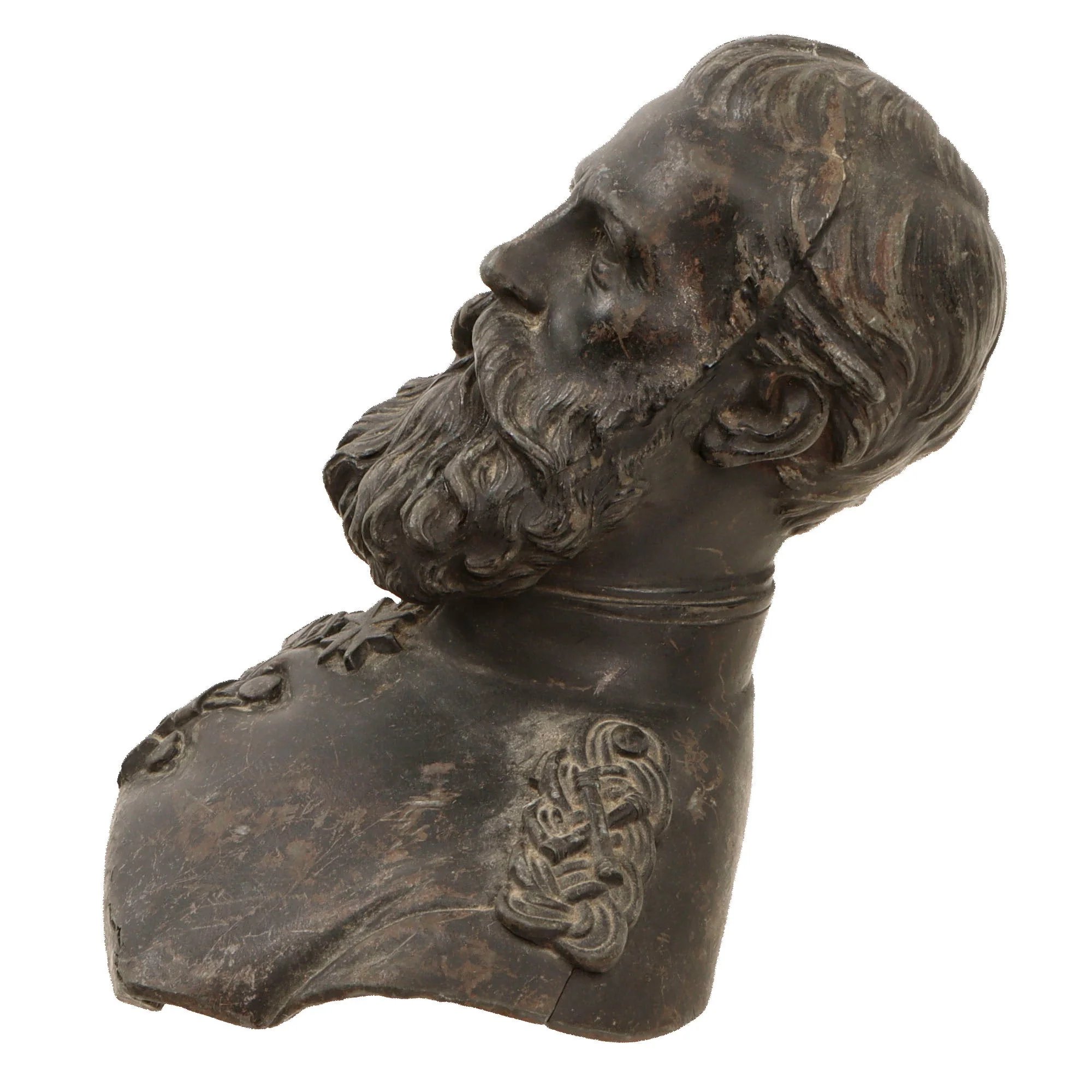 Original Imperial German Pre-WWI Frederick III German Emperor Bronze Bust - Numbered 1563 - 6 3/8' Tall — image 6