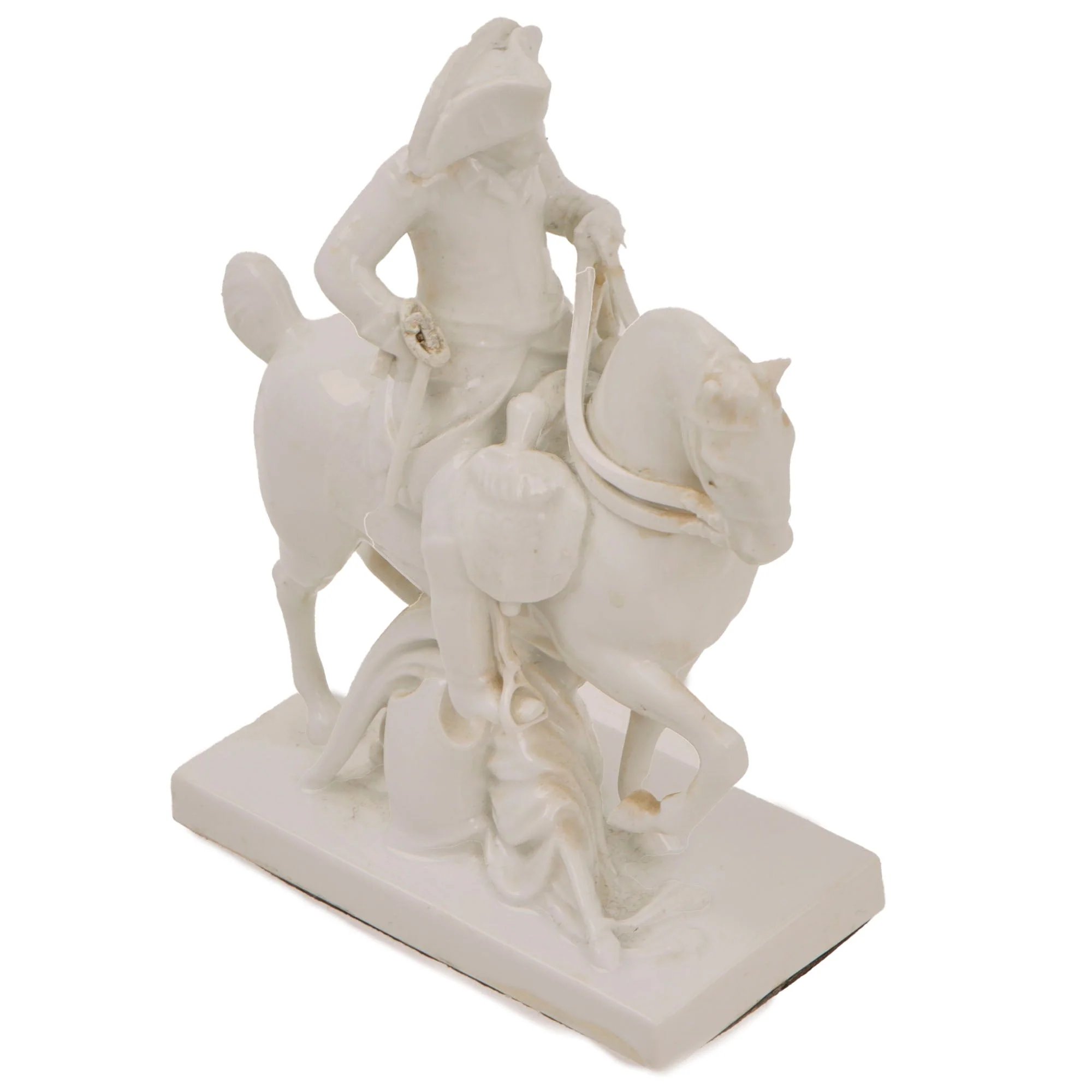 Original German Pre-WWII Era Small Porcelain Frederick the Great Equestrian Statue with Past Repairs & Damage — image 3
