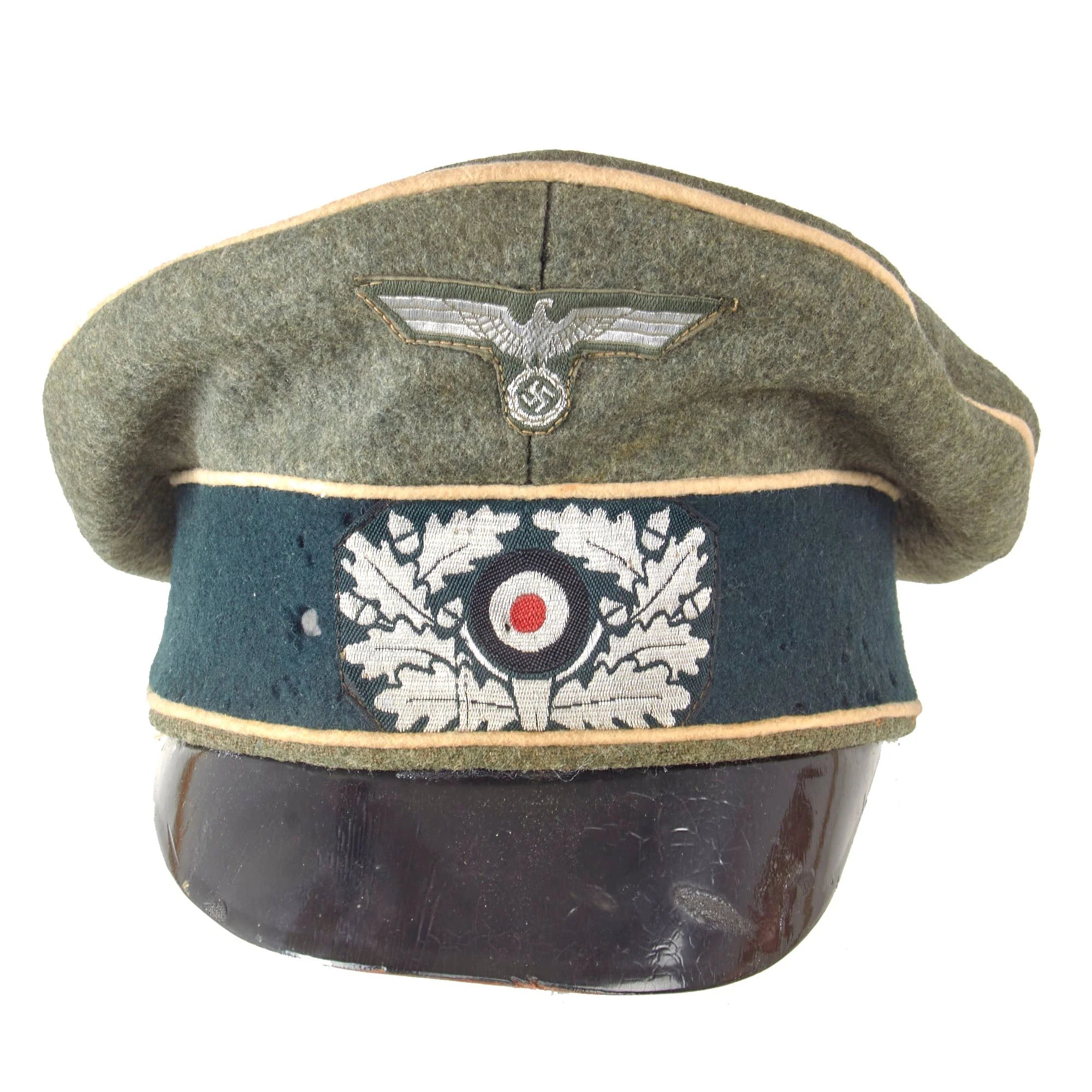 Original German WWII Heer Army Infantry Officer Schirmmütze Visor Crush Cap with BeVo Insignia — image 2