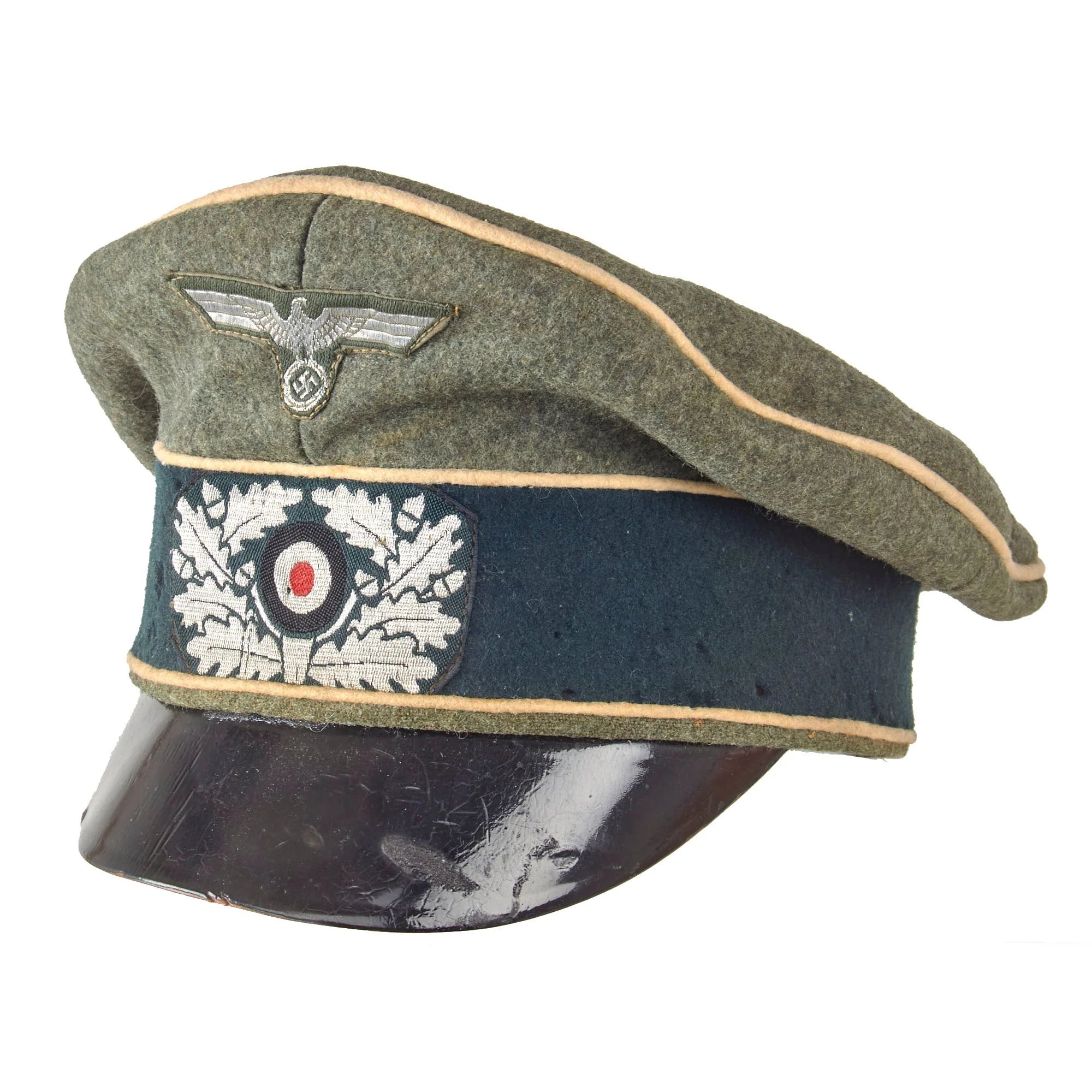 Original German WWII Heer Army Infantry Officer Schirmmütze Visor Crush Cap with BeVo Insignia — image 3