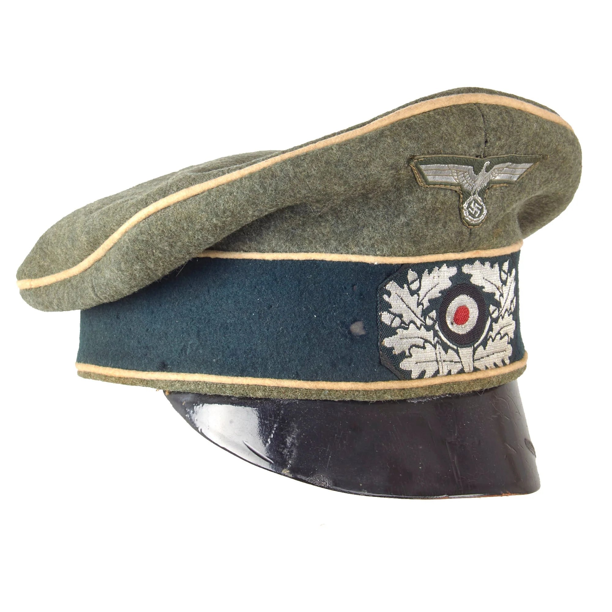 Original German WWII Heer Army Infantry Officer Schirmmütze Visor Crush Cap with BeVo Insignia — image 4