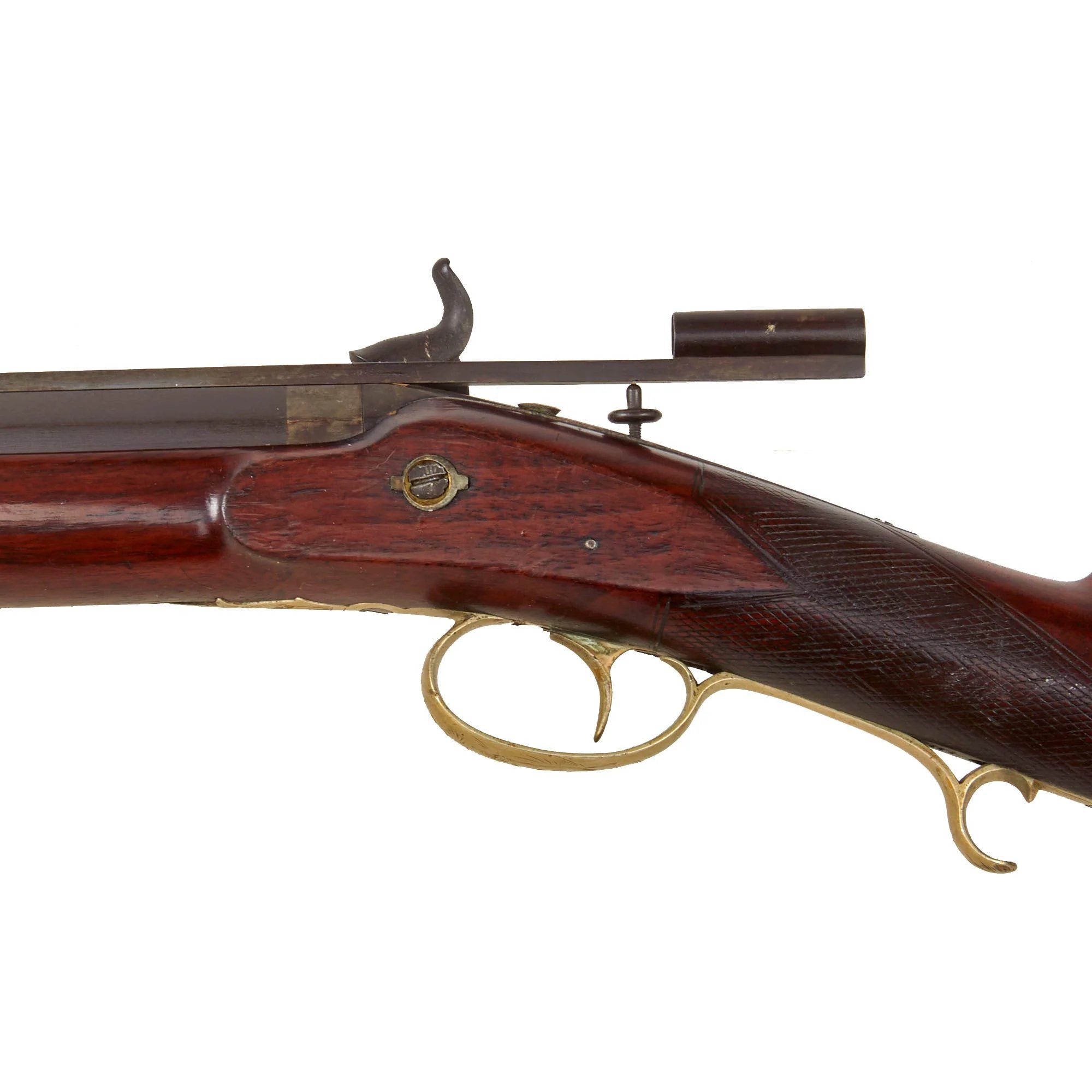 Original U.S. Civil War Era Half Stocked Percussion Heavy Barrel Target Rifle by Jaob Hapgood with Long Range Sight - circa 1845 — image 12