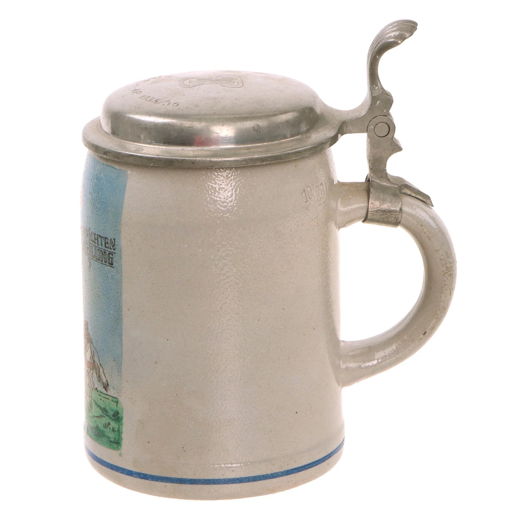 Original German Pre-WWII 7th Signal Battalion Lidded Beer Stein with Horseback Signalman Depiction - Dated 1935-1936 — image 7