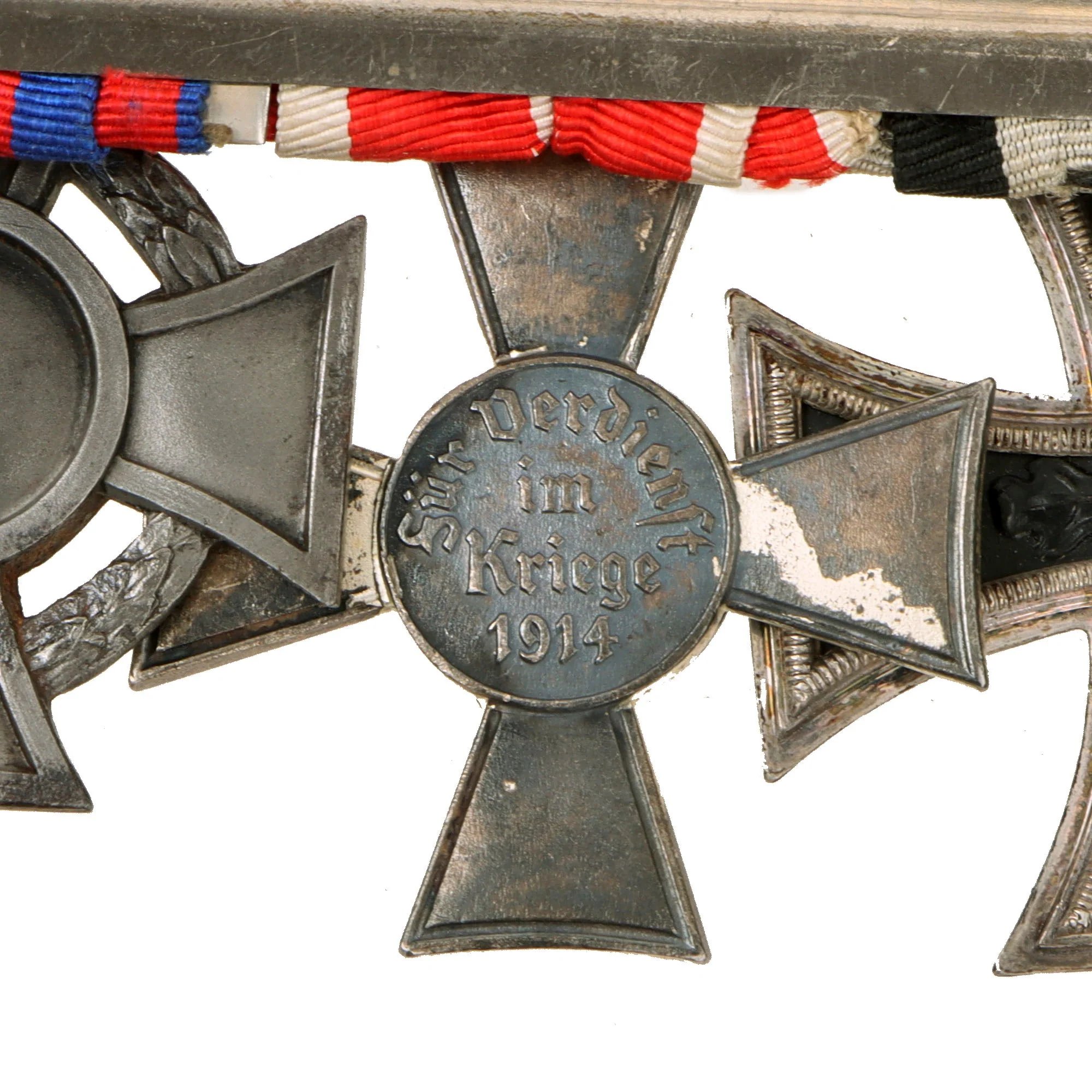 Original German WWI Era Medal Bar with 1914 EKII, City of Hamburg Hanseatic Cross & Bavarian Merenti Cross of Military Merit with Swords - 6 Awards — image 13