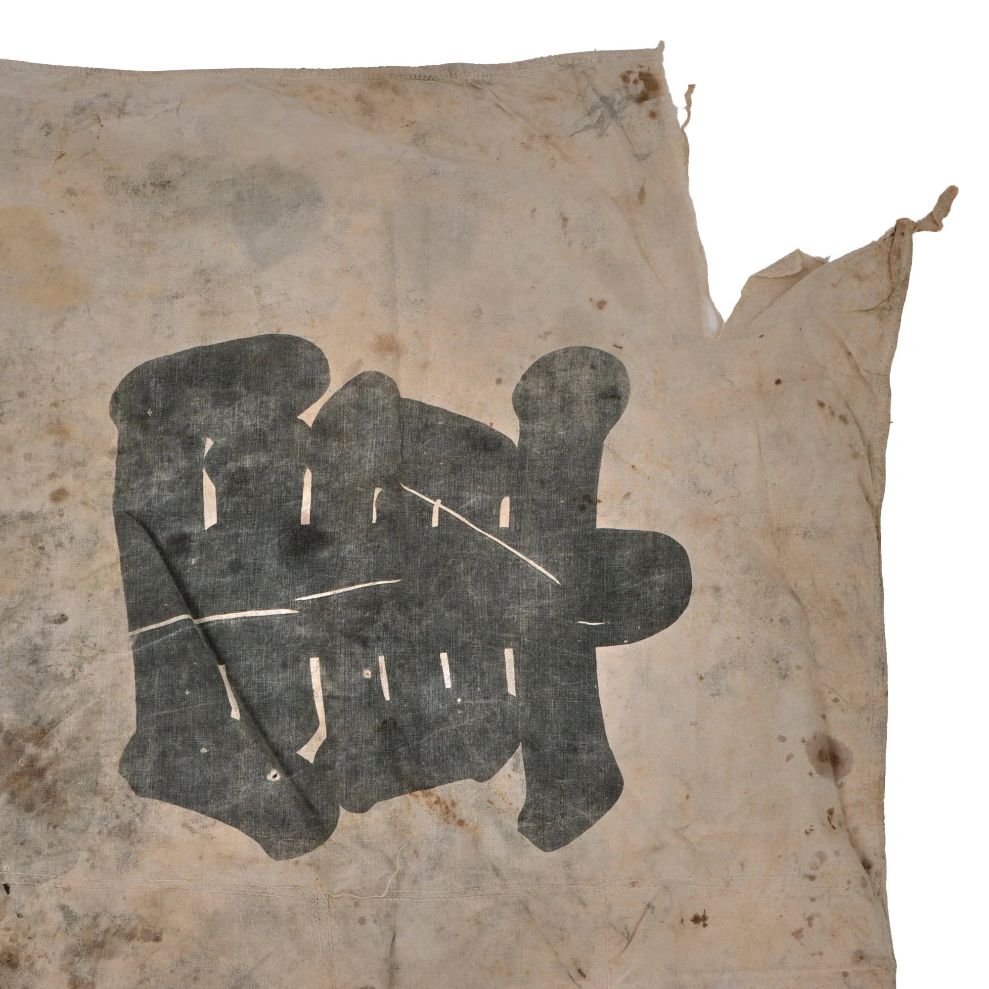 Original Imperial Japanese WWII Large Army Marked Signal Flag Cutoff - 37 x 52' — image 3