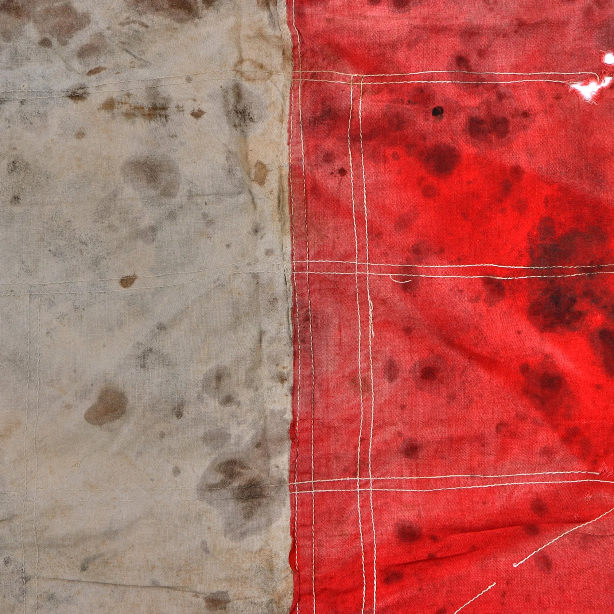 Original Imperial Japanese WWII Large Army Marked Signal Flag Cutoff - 37 x 52' — image 5