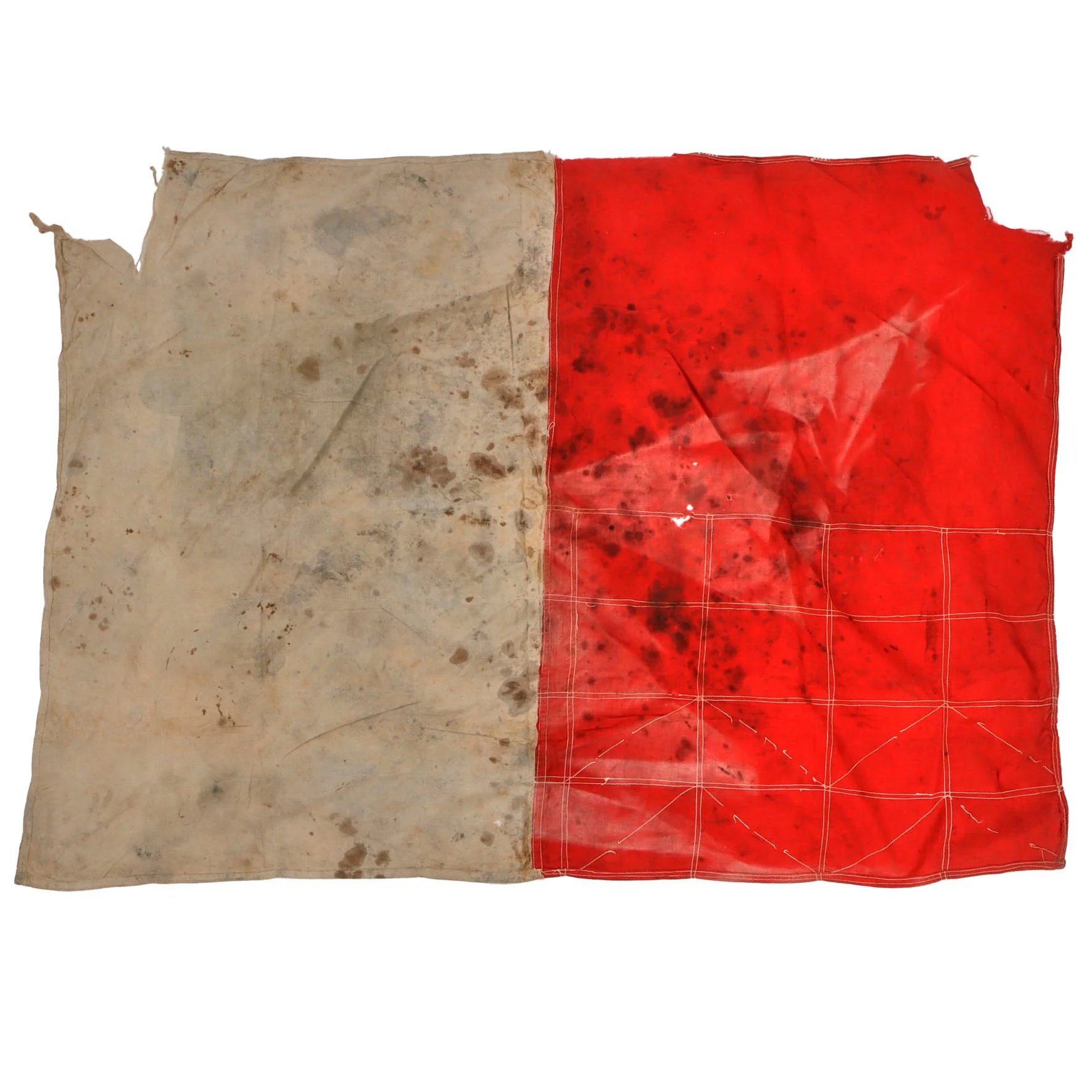 Original Imperial Japanese WWII Large Army Marked Signal Flag Cutoff - 37 x 52' — image 8