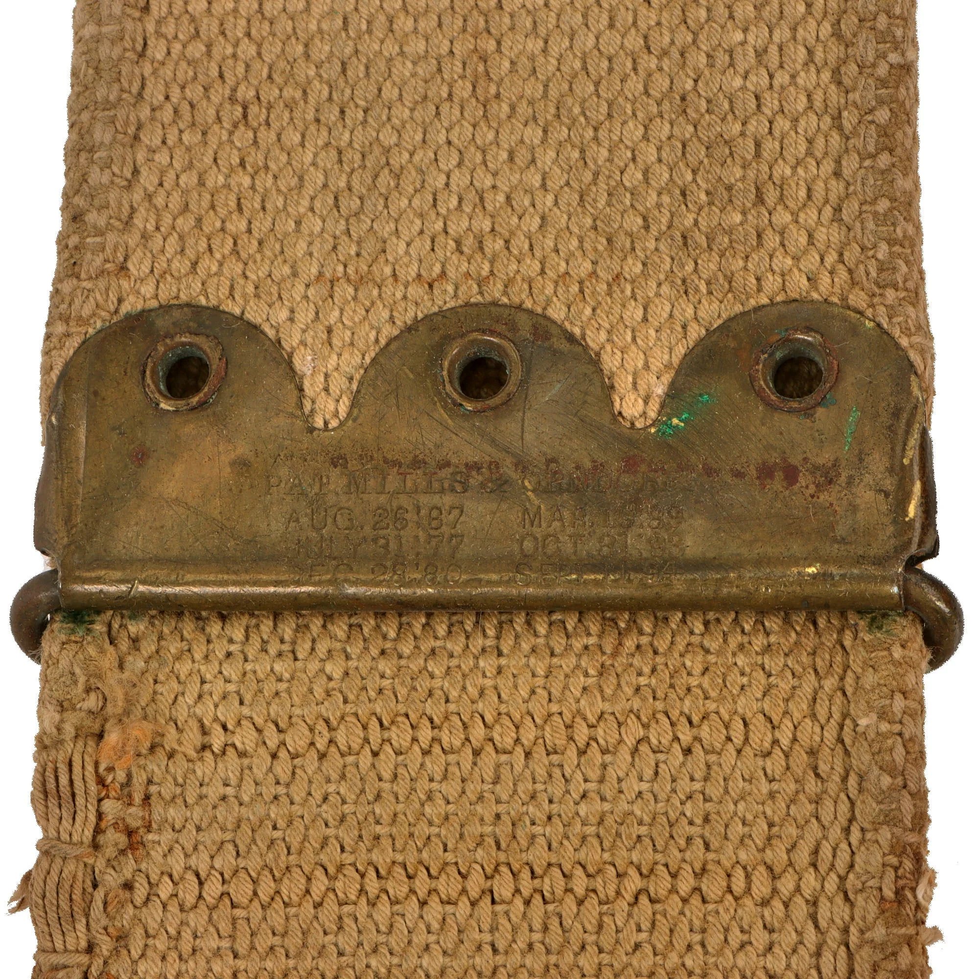 Original U.S. Spanish American War 100 Round .30-40 Krag Rifle Double Ammunition Belt by Mills & Orndorff with US Buckle — image 7