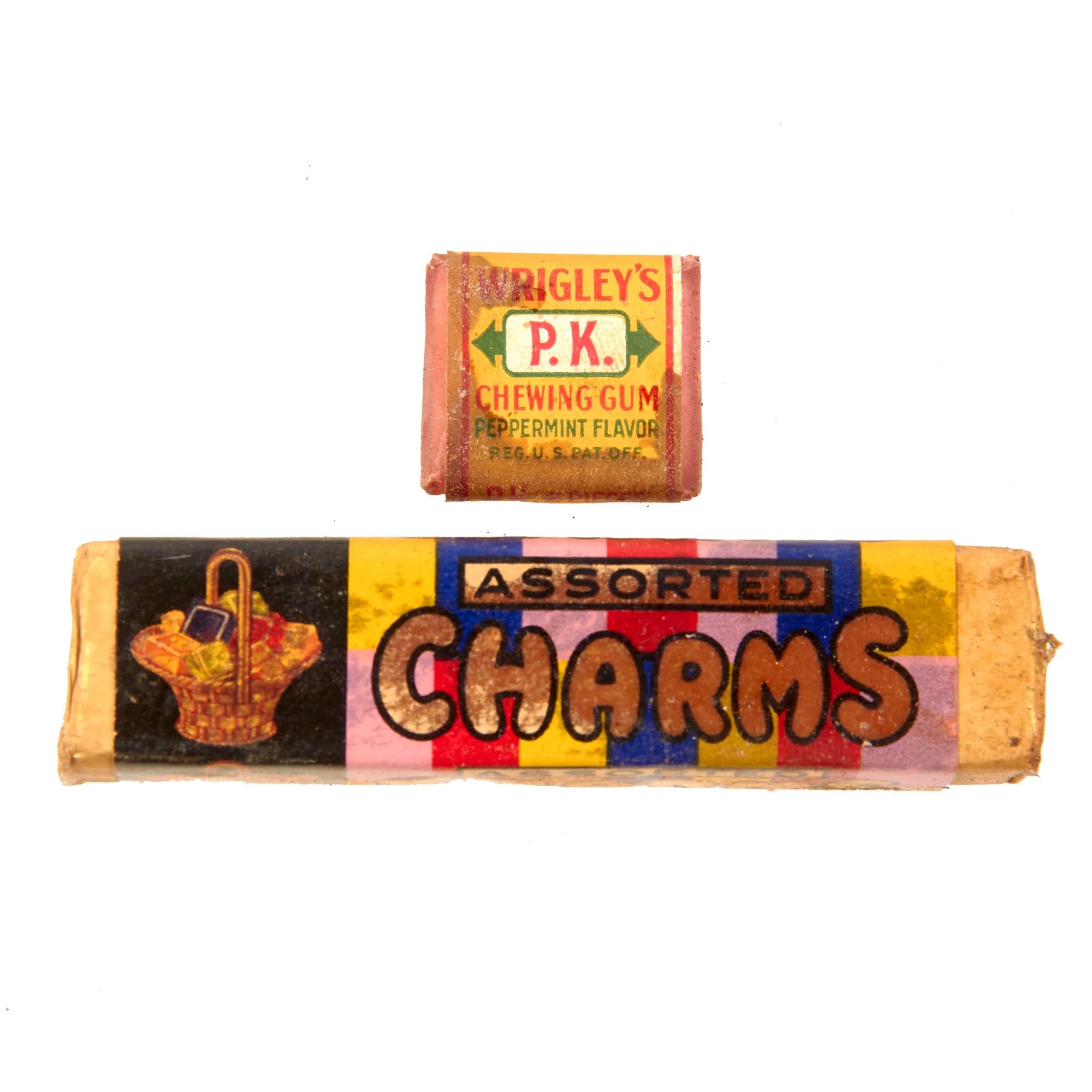 Original U.S. WWII Ration Lot Including Sealed Assorted Charms & Field Ration C Biscuit Confection - Hershey's Tropical Chocolate and Empty Tins — image 4