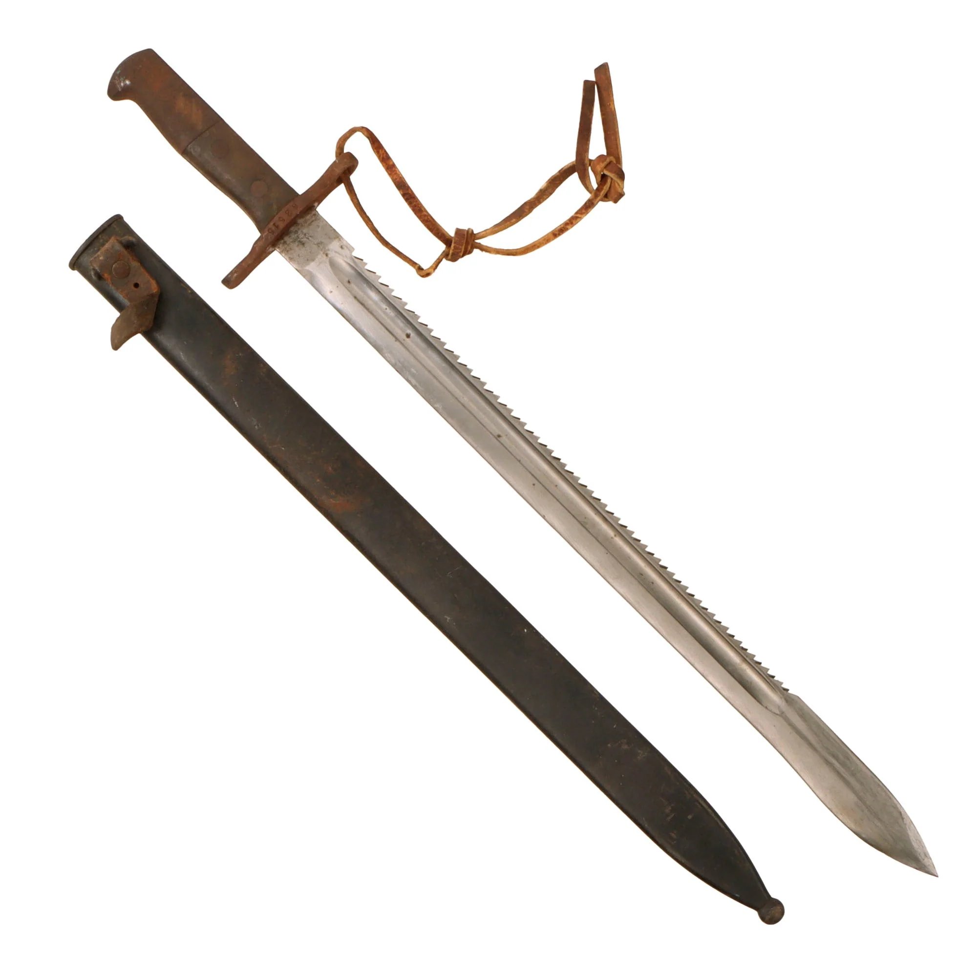 Original WWI Swiss Model 1914 Pioneer Sawback Sword Bayonet with Scabbard by Hans Steiner of Neuhausen - For Schmidt-Rubin 1911 Carbine — image 2