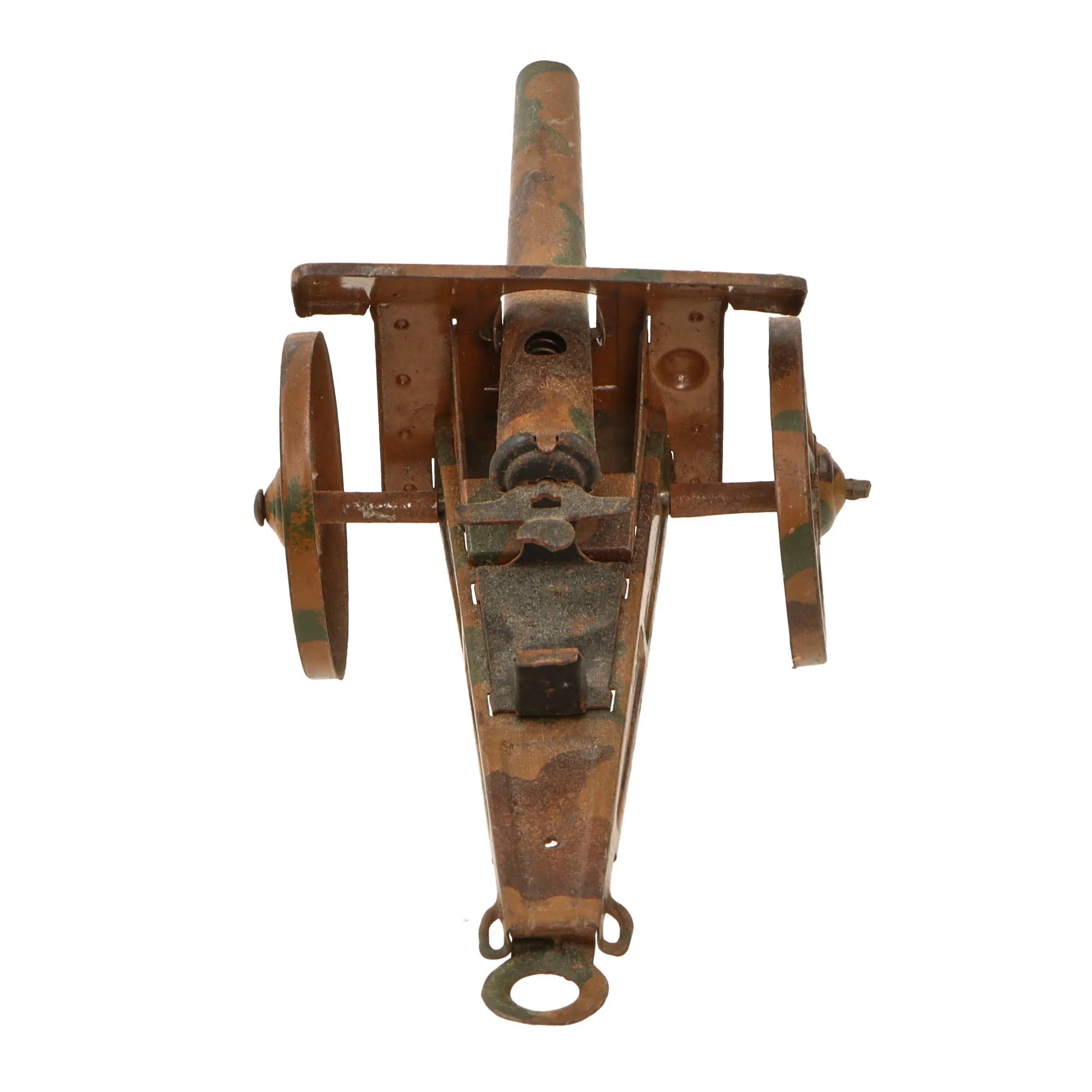 Original German Pre-WWII O&M Haußer Tinplate Litho Wehrmacht Truck with Artillery Piece in Tow with Winding Key — image 10