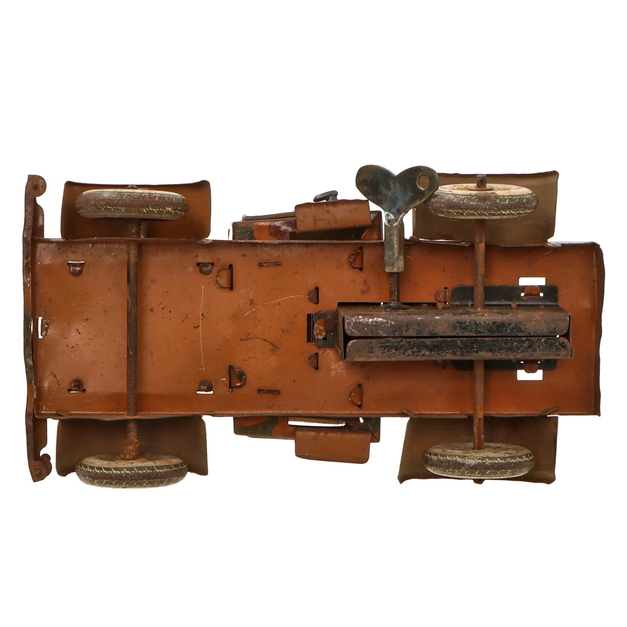 Original German Pre-WWII O&M Haußer Tinplate Litho Wehrmacht Truck with Artillery Piece in Tow with Winding Key — image 7