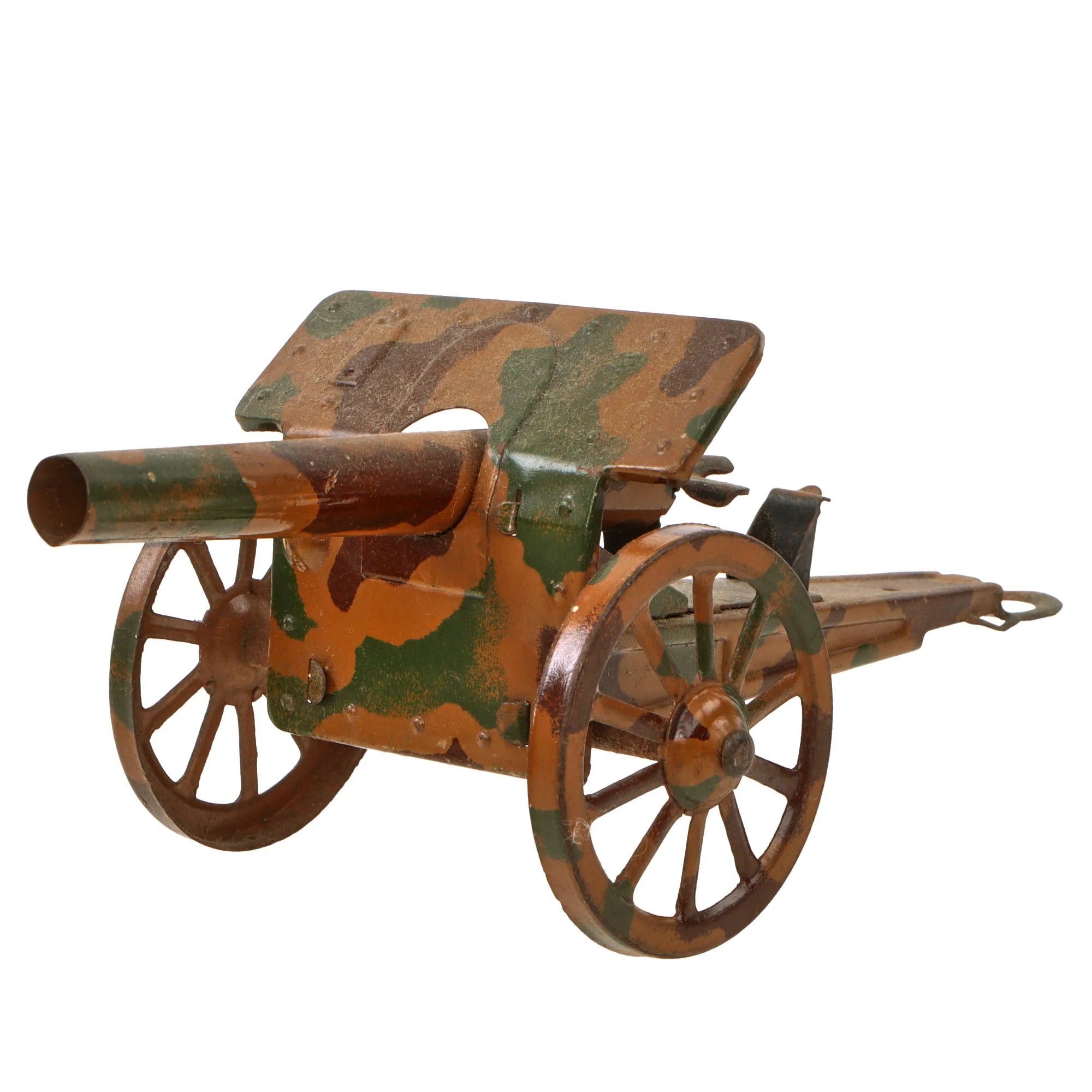 Original German Pre-WWII O&M Haußer Tinplate Litho Wehrmacht Truck with Artillery Piece in Tow with Winding Key — image 8