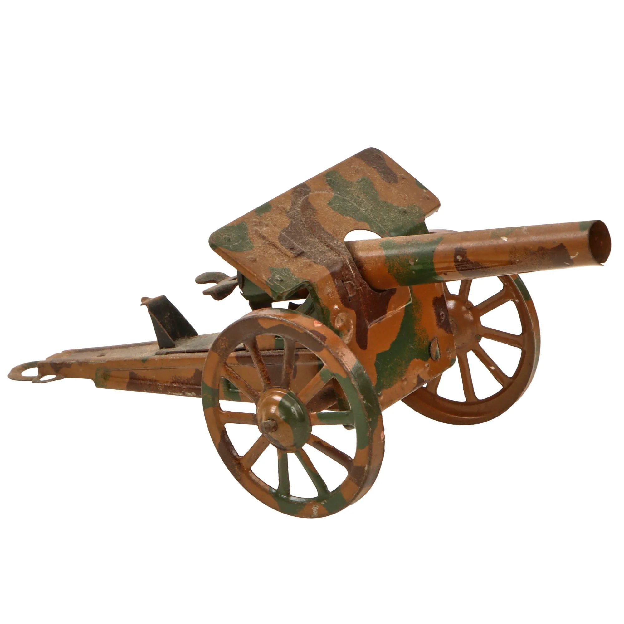 Original German Pre-WWII O&M Haußer Tinplate Litho Wehrmacht Truck with Artillery Piece in Tow with Winding Key — image 9