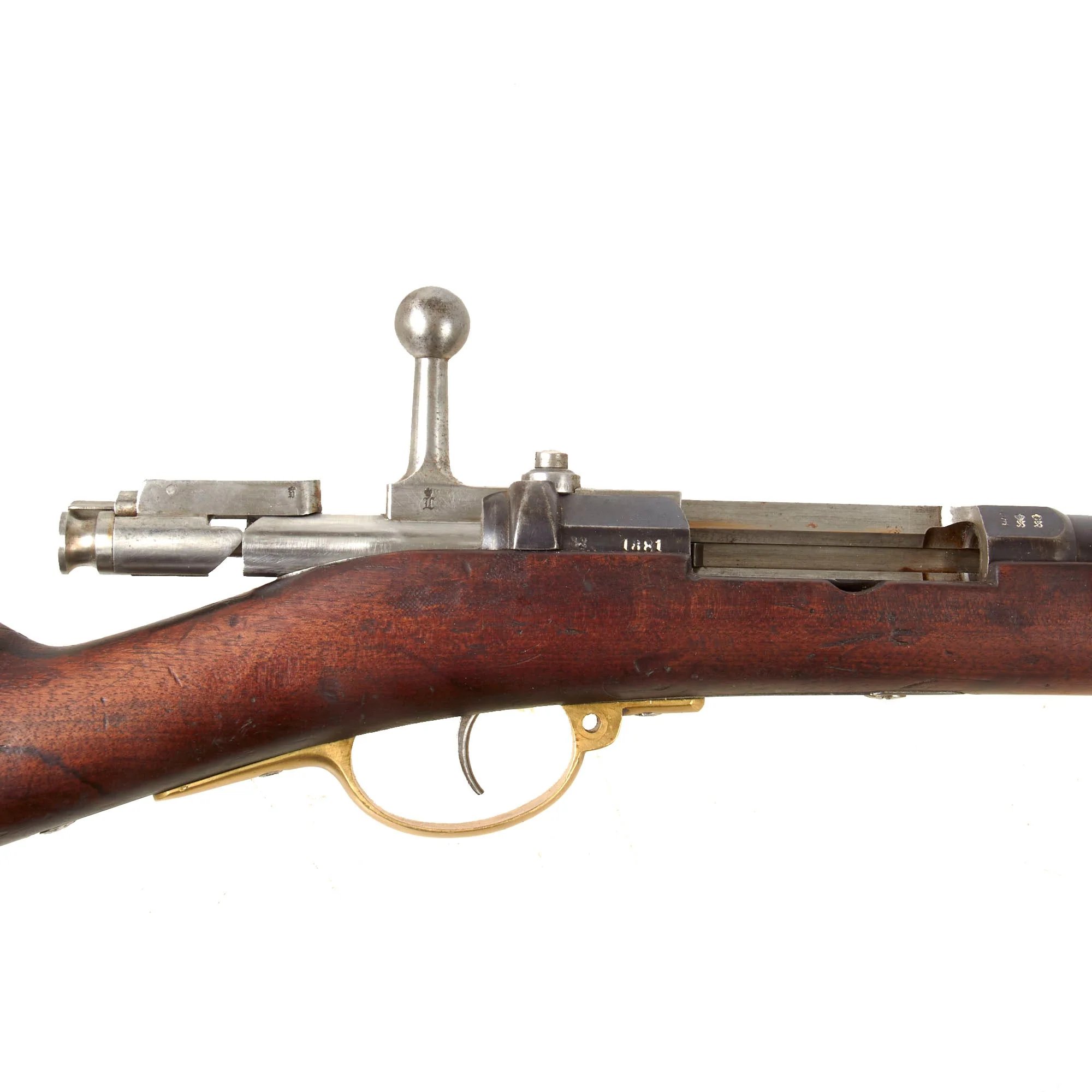 Original German Mauser Mod. 71 Converted in France to Uruguay Daudeteau / Dovitis Rifle dated 1881 - Serial 90428 — image 6