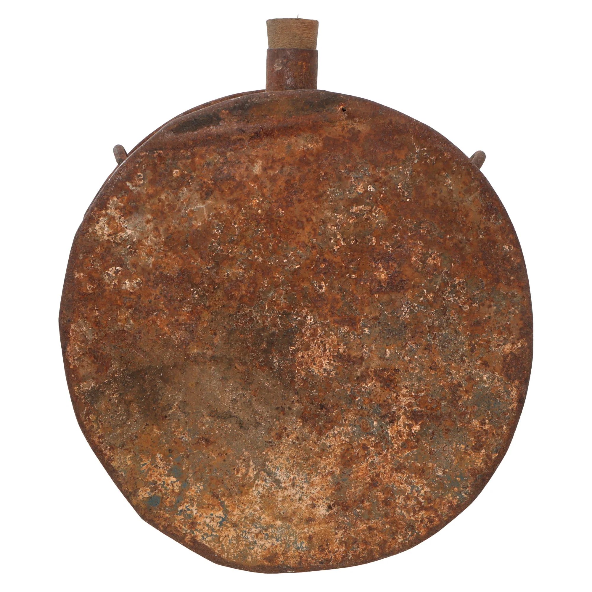 Original U.S. Old West Era Frontiersman Homemade Metal Canteen with Wooden Stopper — image 3