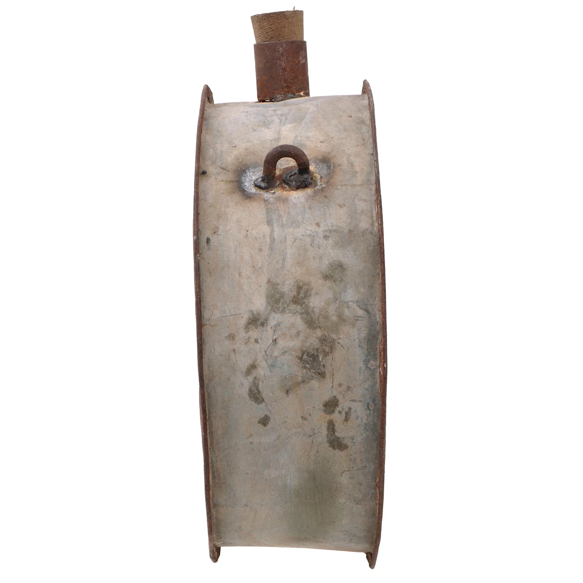 Original U.S. Old West Era Frontiersman Homemade Metal Canteen with Wooden Stopper — image 5