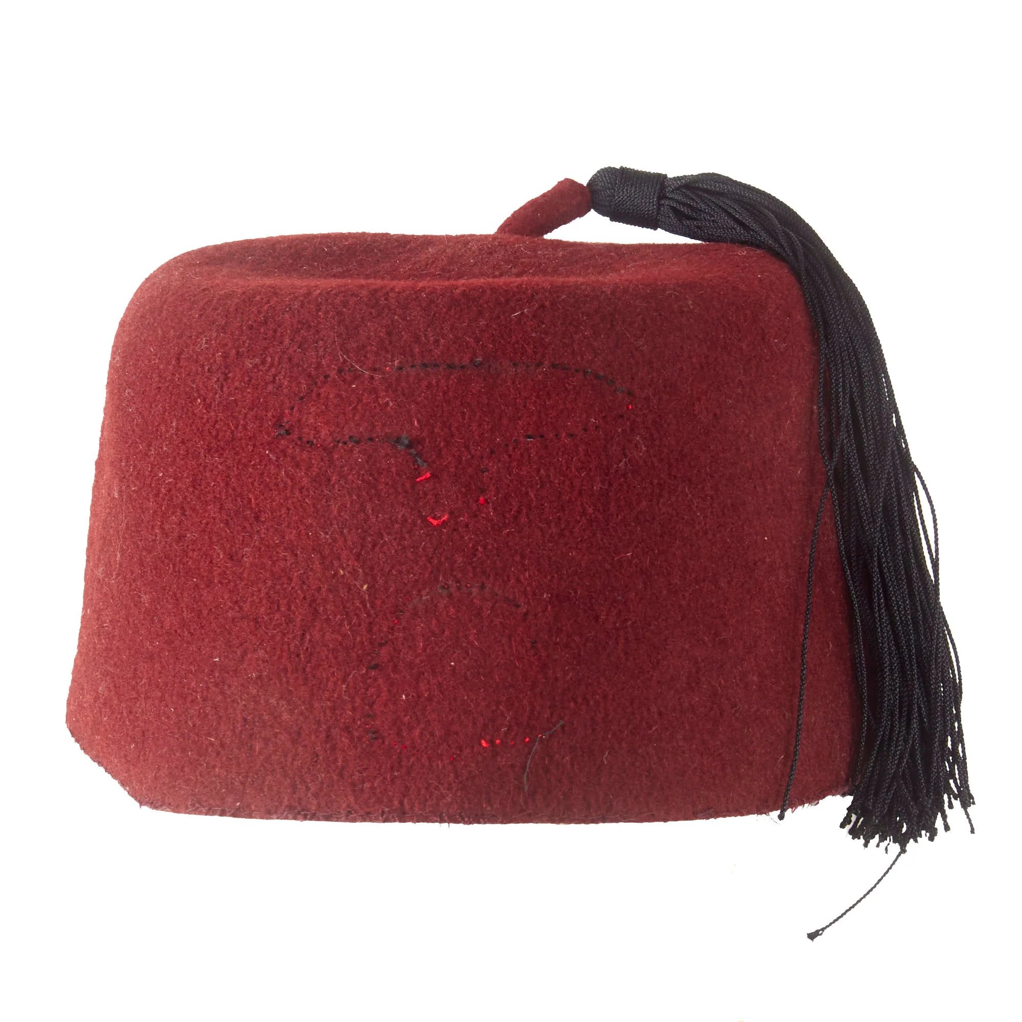 Original German WWII Waffen SS M43 Maroon Parade Fez for Foreign Volunteers with Tassel & Damaged Sweatband - Removed Insignia — image 2