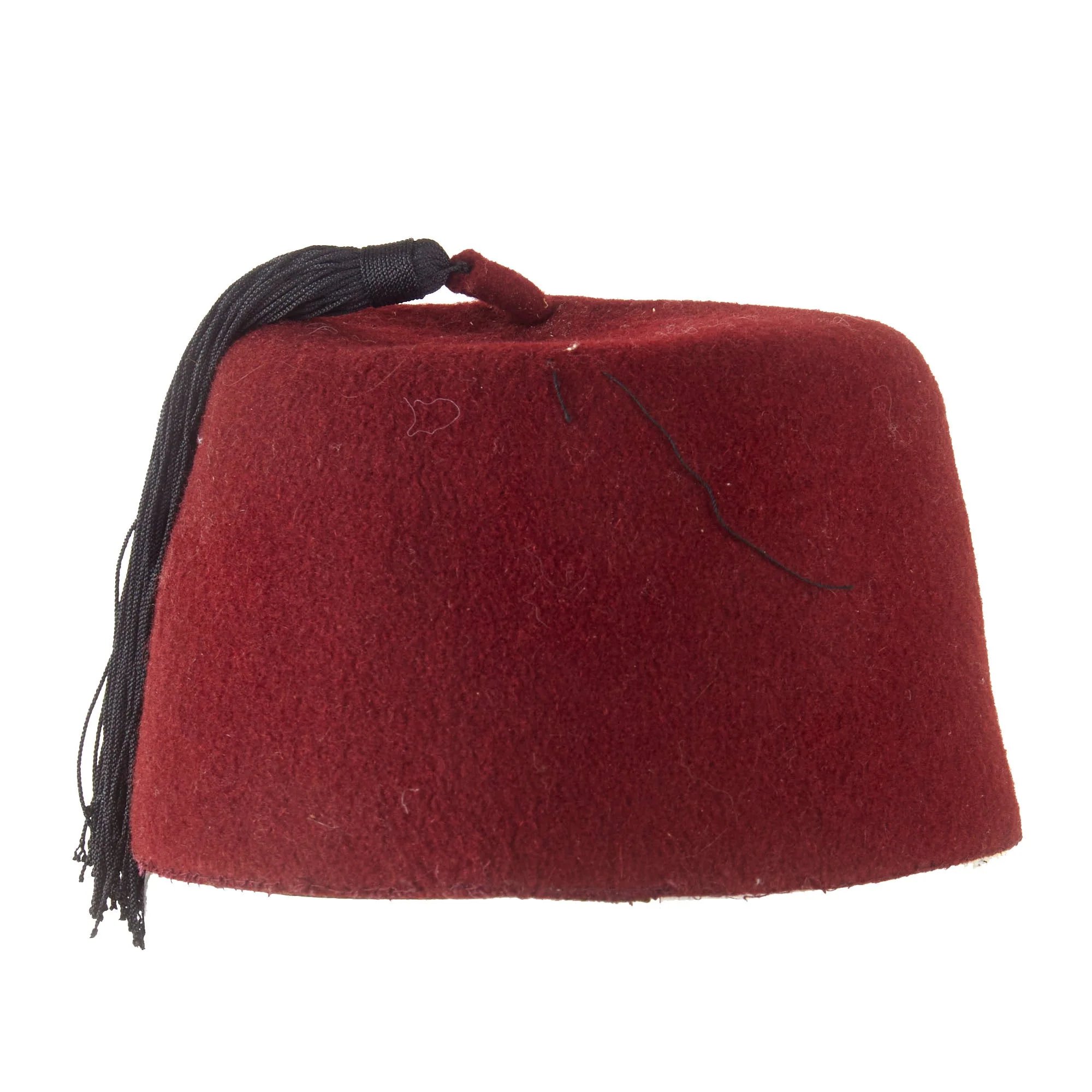 Original German WWII Waffen SS M43 Maroon Parade Fez for Foreign Volunteers with Tassel & Damaged Sweatband - Removed Insignia — image 7