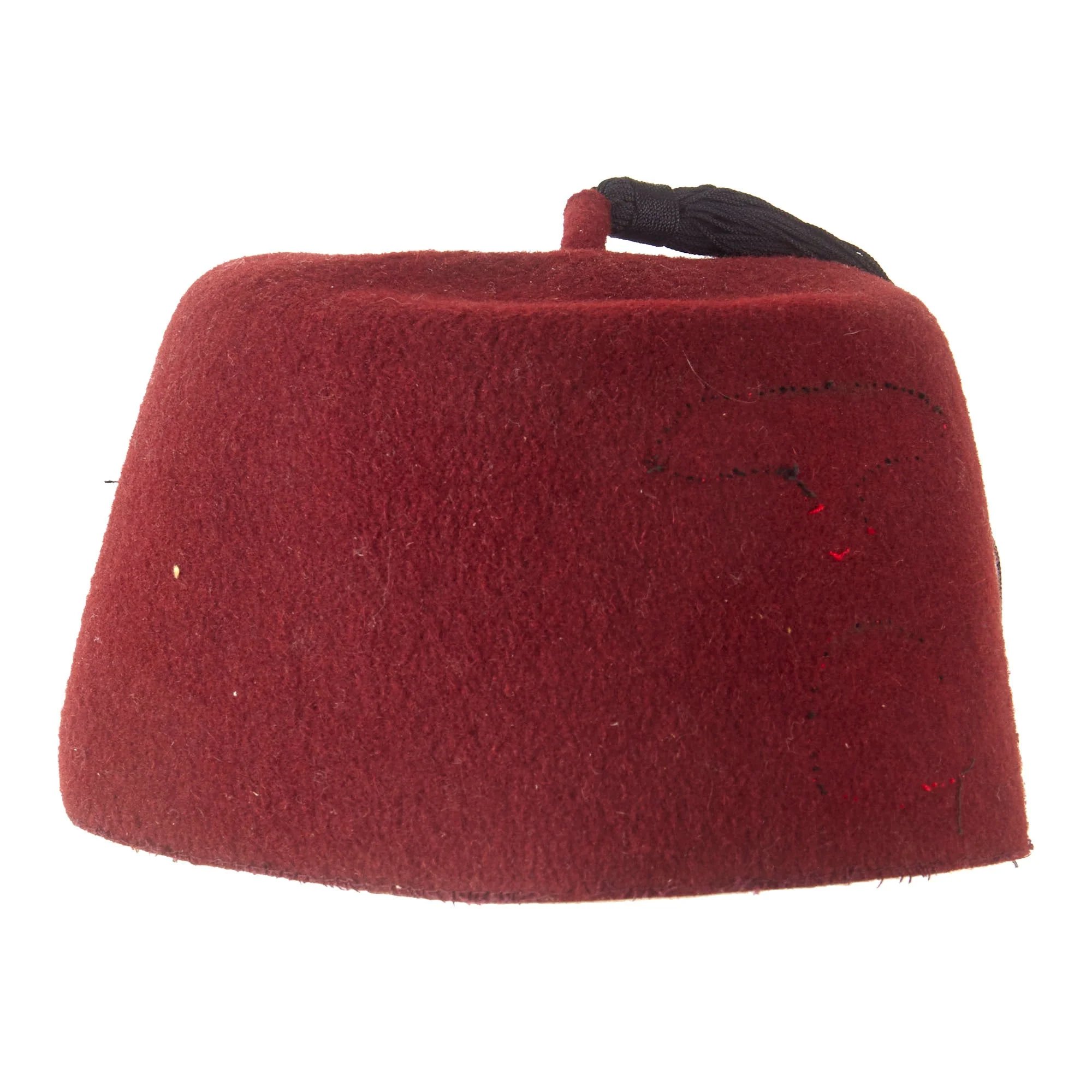 Original German WWII Waffen SS M43 Maroon Parade Fez for Foreign Volunteers with Tassel & Damaged Sweatband - Removed Insignia — image 9
