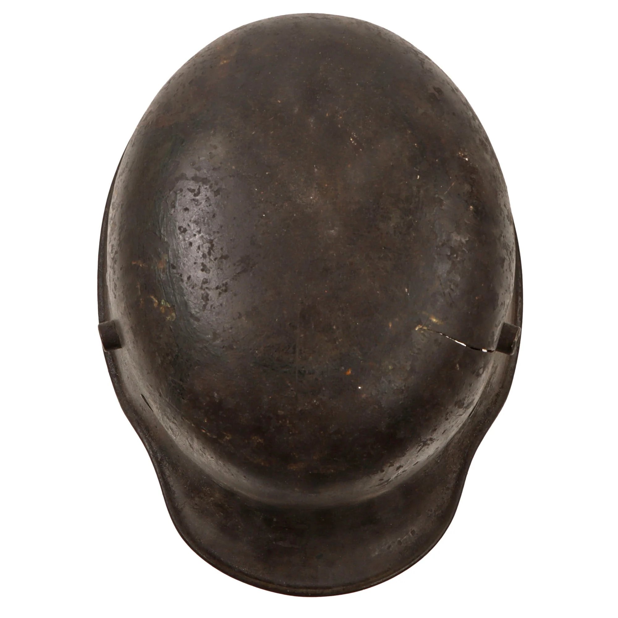 Original Imperial German WWI M16 Stahlhelm Helmet with Panel Camouflage Paint & Leather Liner - Possible Battle Damage - Marked TJ66 — image 11