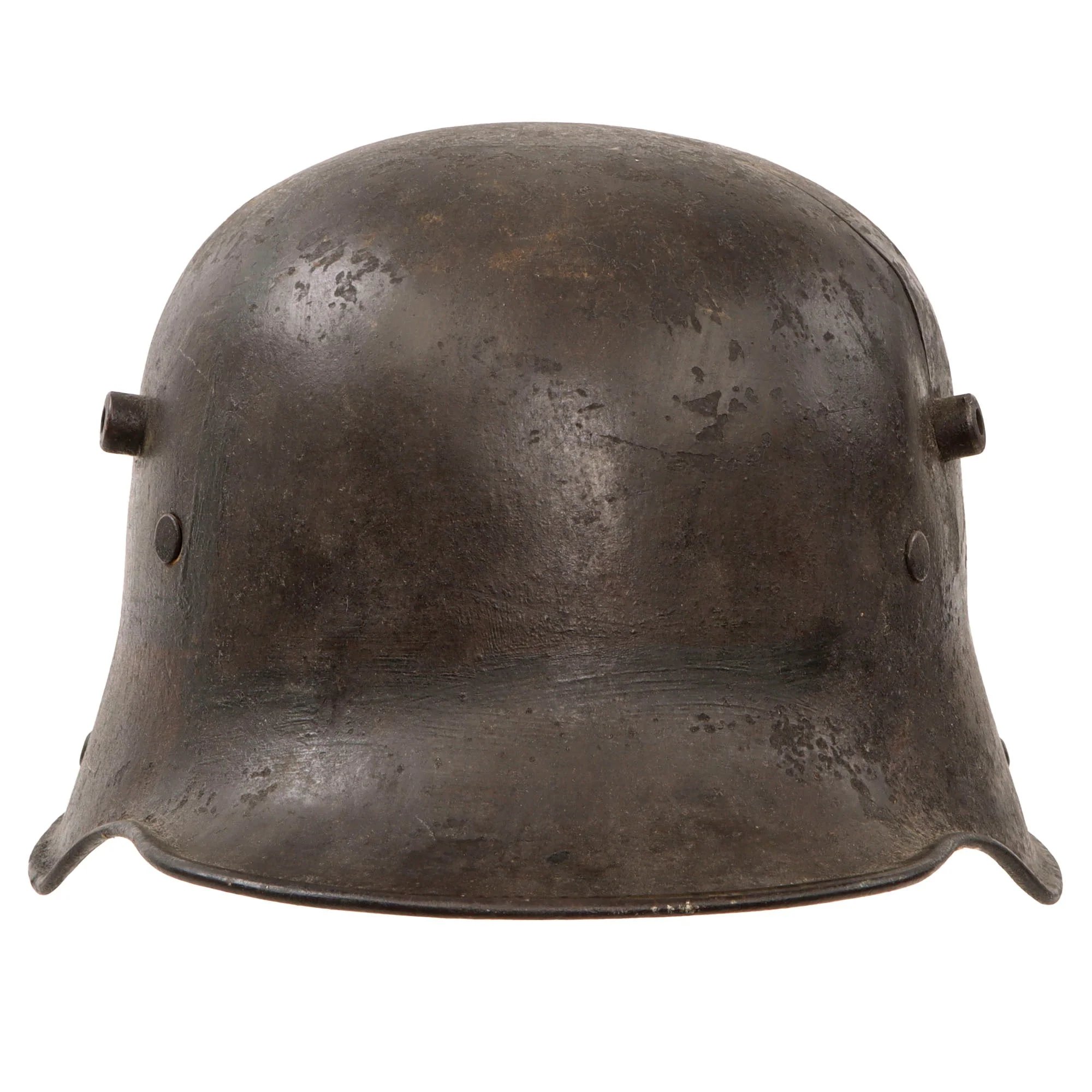 Original Imperial German WWI M16 Stahlhelm Helmet with Panel Camouflage Paint & Leather Liner - Possible Battle Damage - Marked TJ66 — image 14