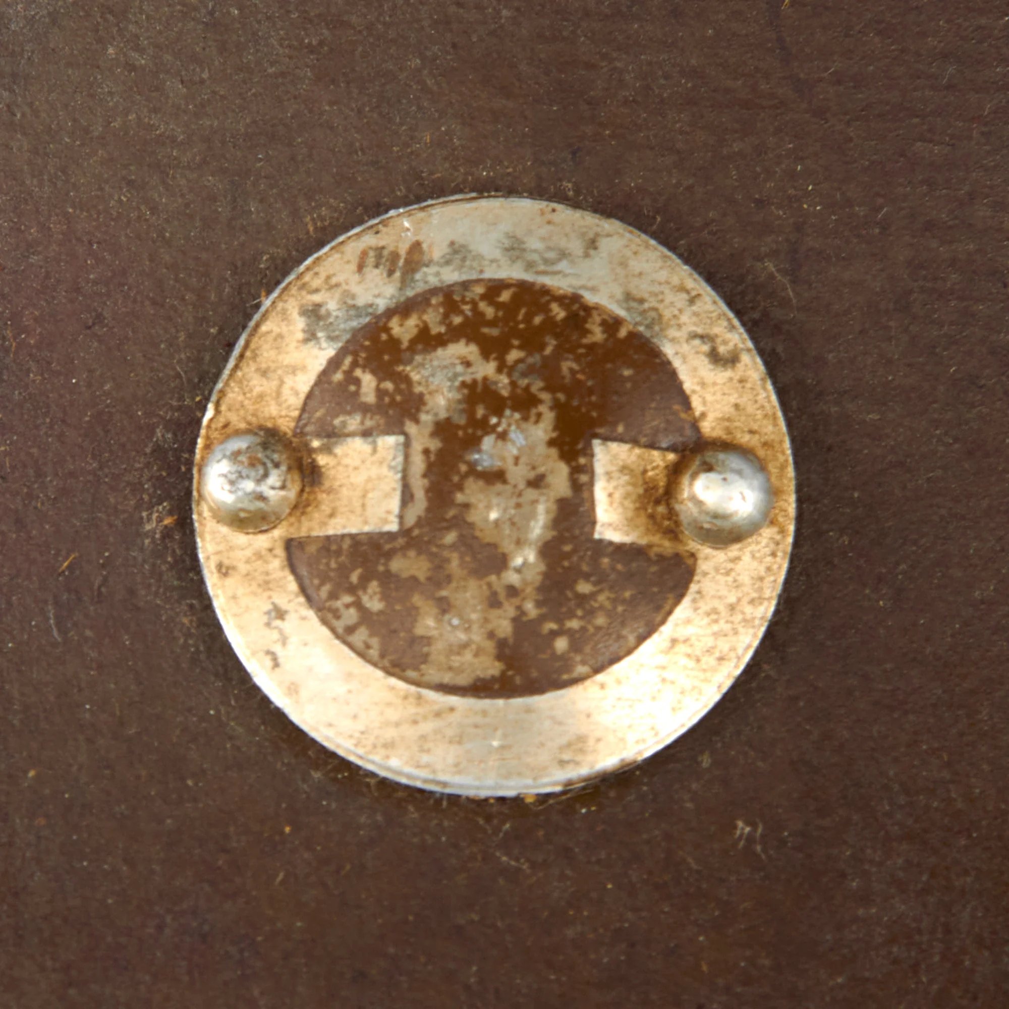 Original Imperial Japanese Army WWII Type 90 Civil Defense Helmet with Badge & Kanji on Rear - Partial Liner & Chinstrap — image 6