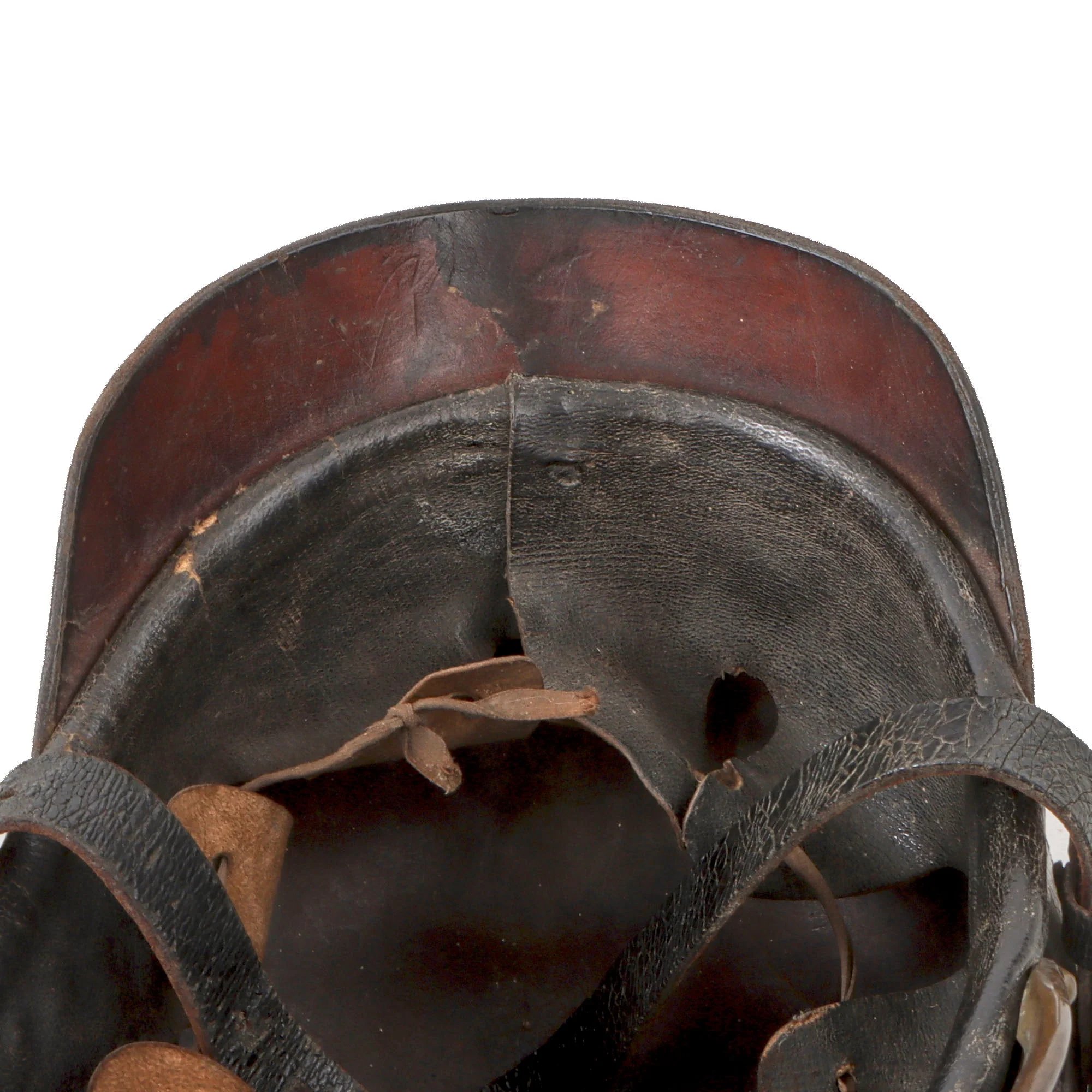 Original Imperial German Pre WWI Schleswig-Holstein Fire Brigade Pickelhaube Style Leather Helmet — image 8