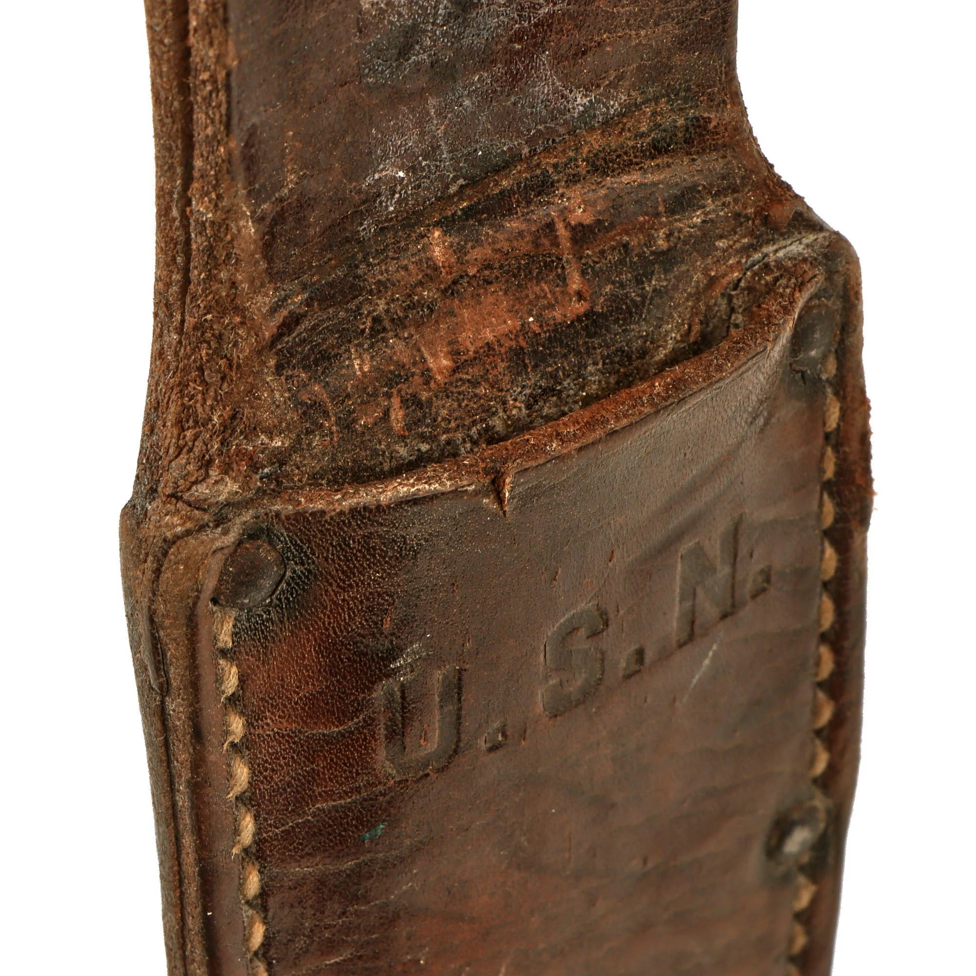 Original U.S. WWII Navy USN Mark 1 Fighting Knife by COLONIAL with Leather Scabbard — image 13