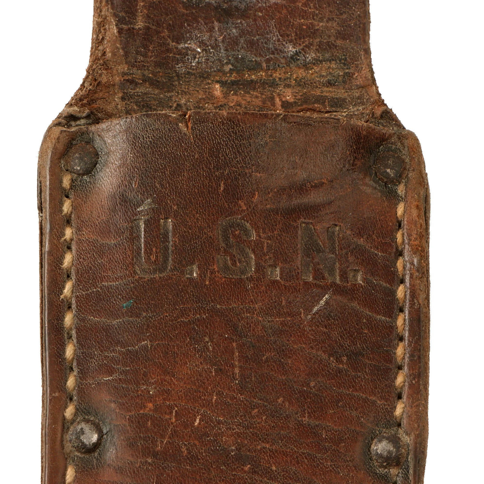 Original U.S. WWII Navy USN Mark 1 Fighting Knife by COLONIAL with Leather Scabbard — image 14