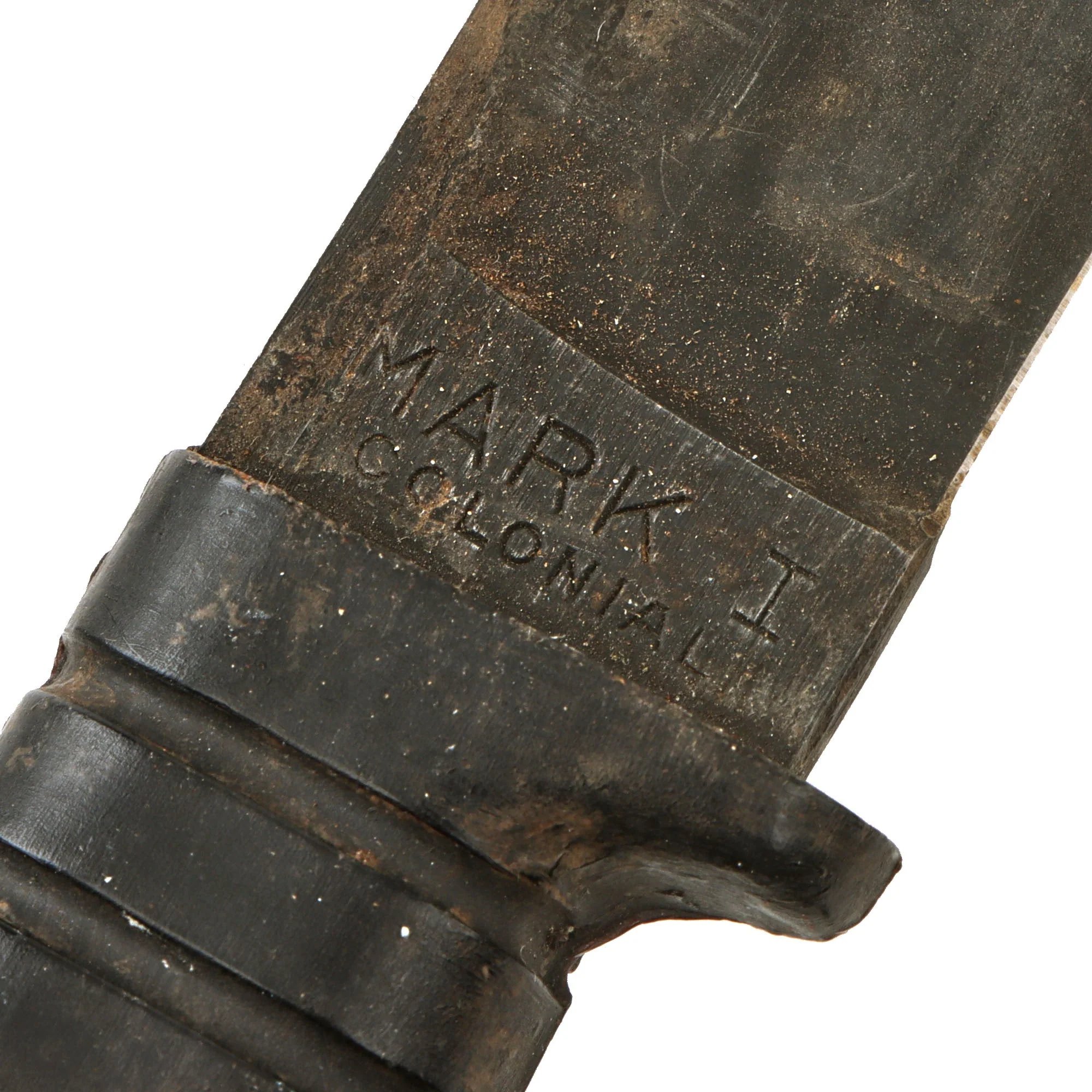 Original U.S. WWII Navy USN Mark 1 Fighting Knife by COLONIAL with Leather Scabbard — image 6