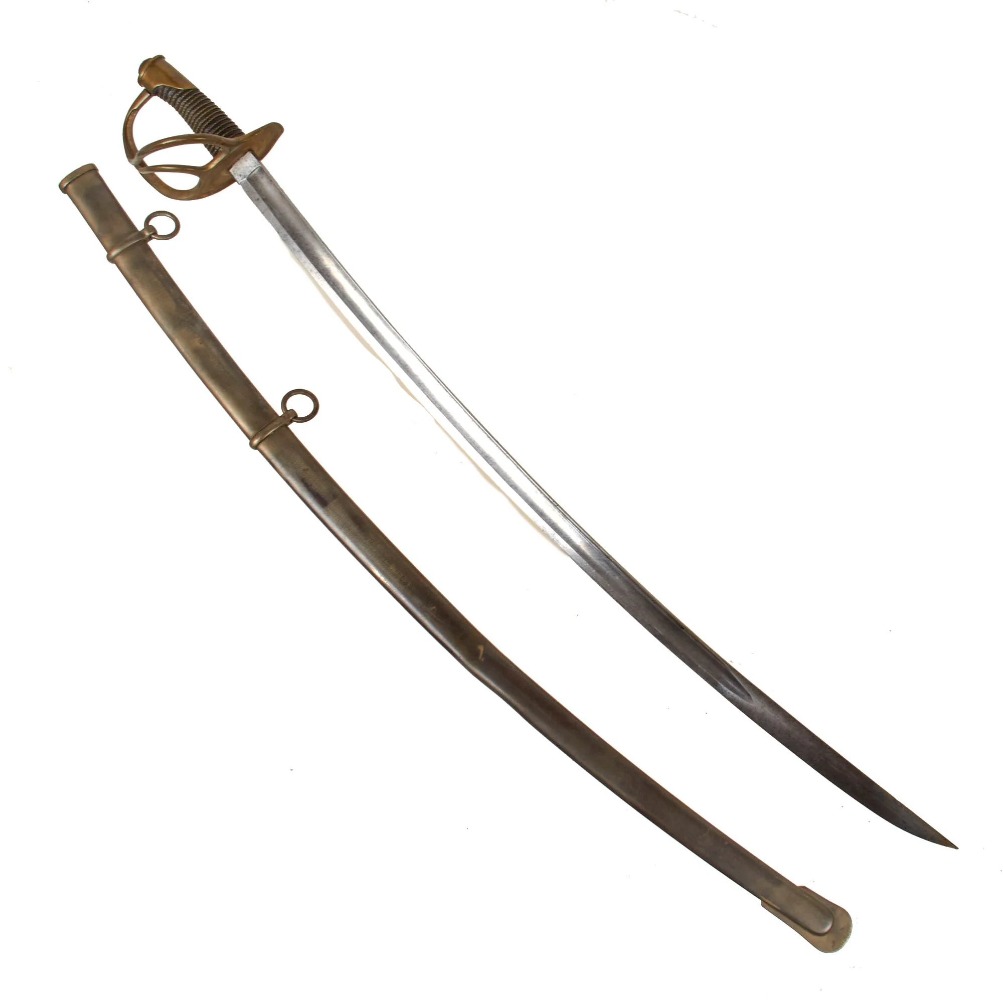 Original U.S Civil War M-1840 'Wrist Breaker' Heavy Cavalry Saber with Scabbard - Imported German Blade - Excellent — image 2