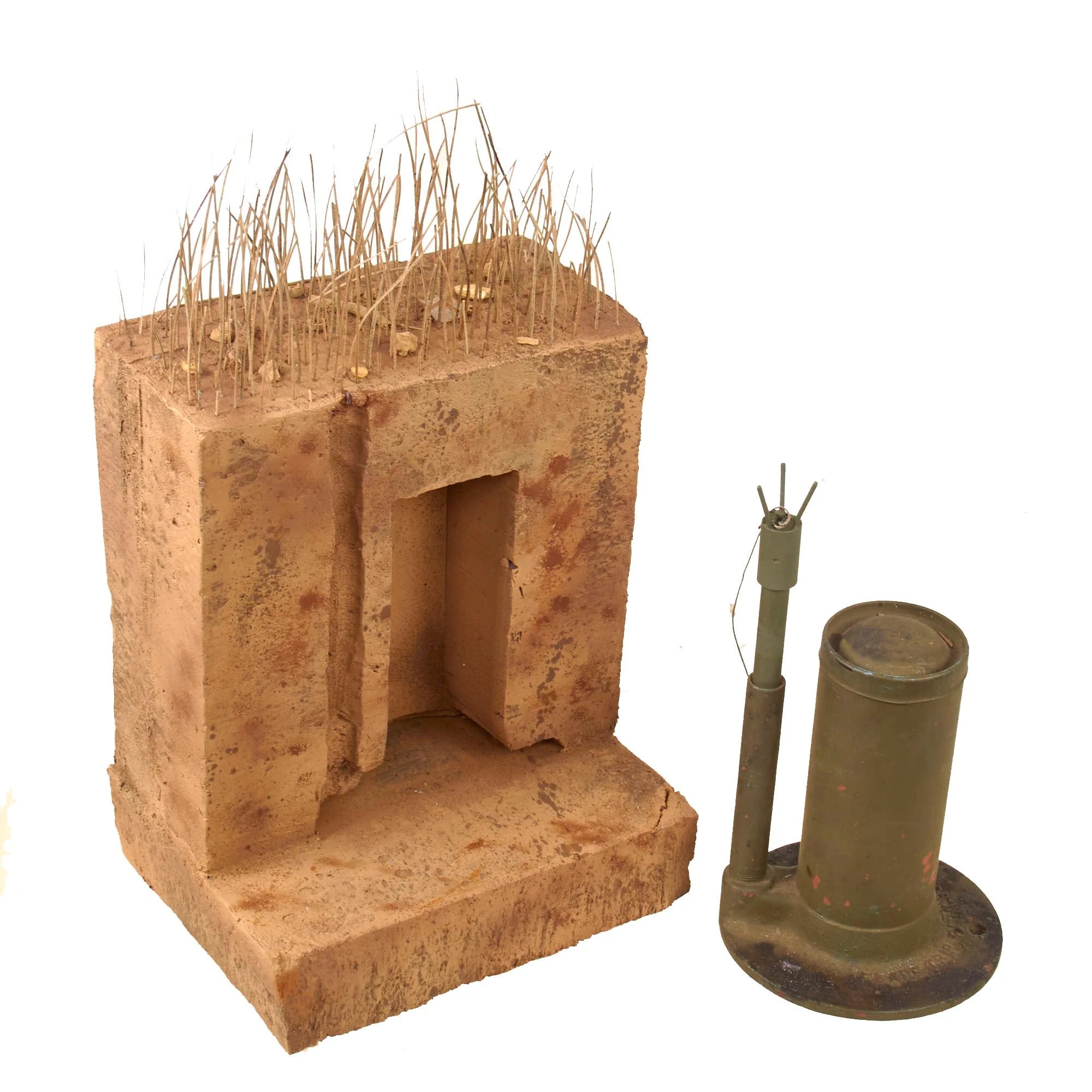 Original U.S. Korean War M48 Parachute Trip Wire Flare - INERT Earth Cutaway EOD Visual Training Aid — image 2