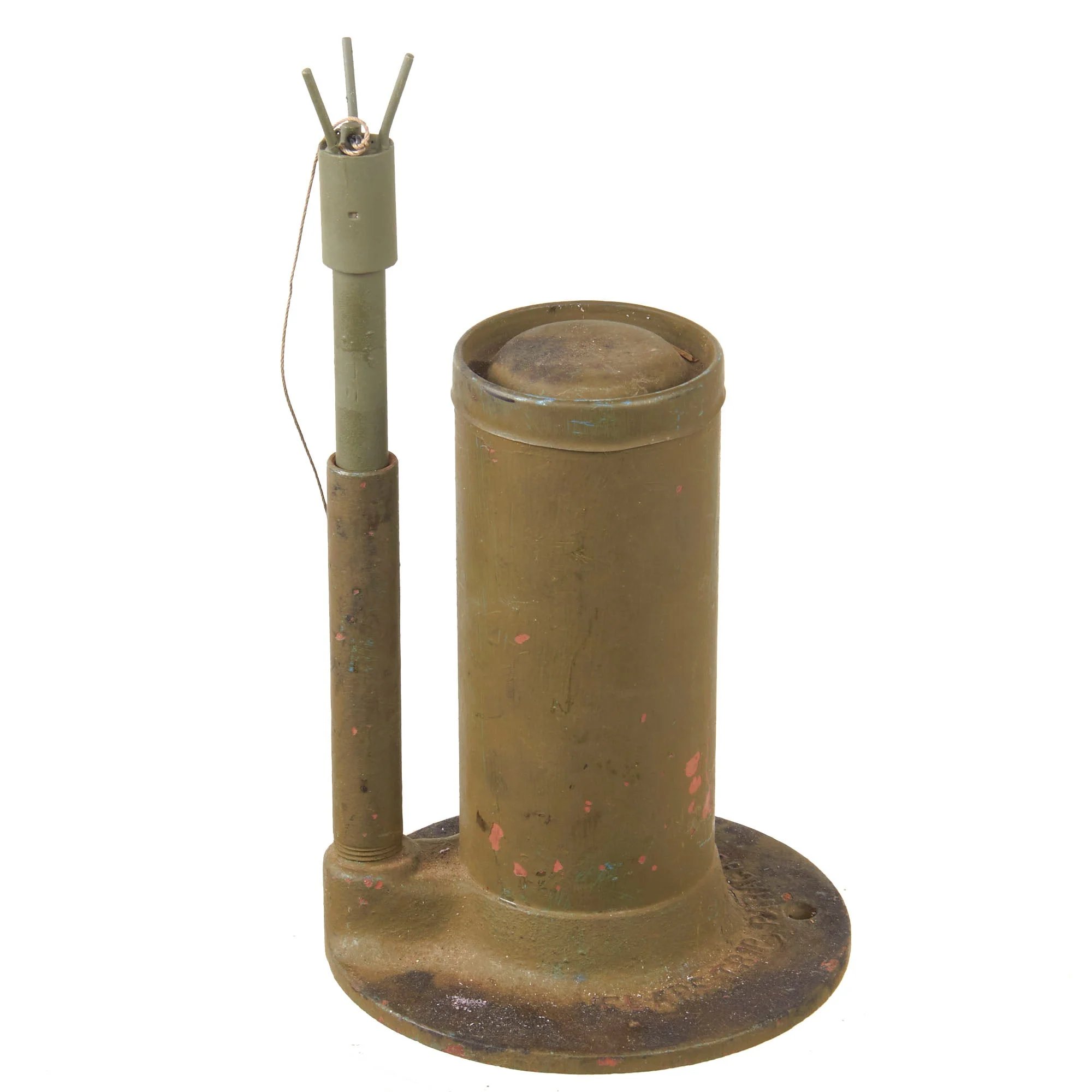 Original U.S. Korean War M48 Parachute Trip Wire Flare - INERT Earth Cutaway EOD Visual Training Aid — image 6