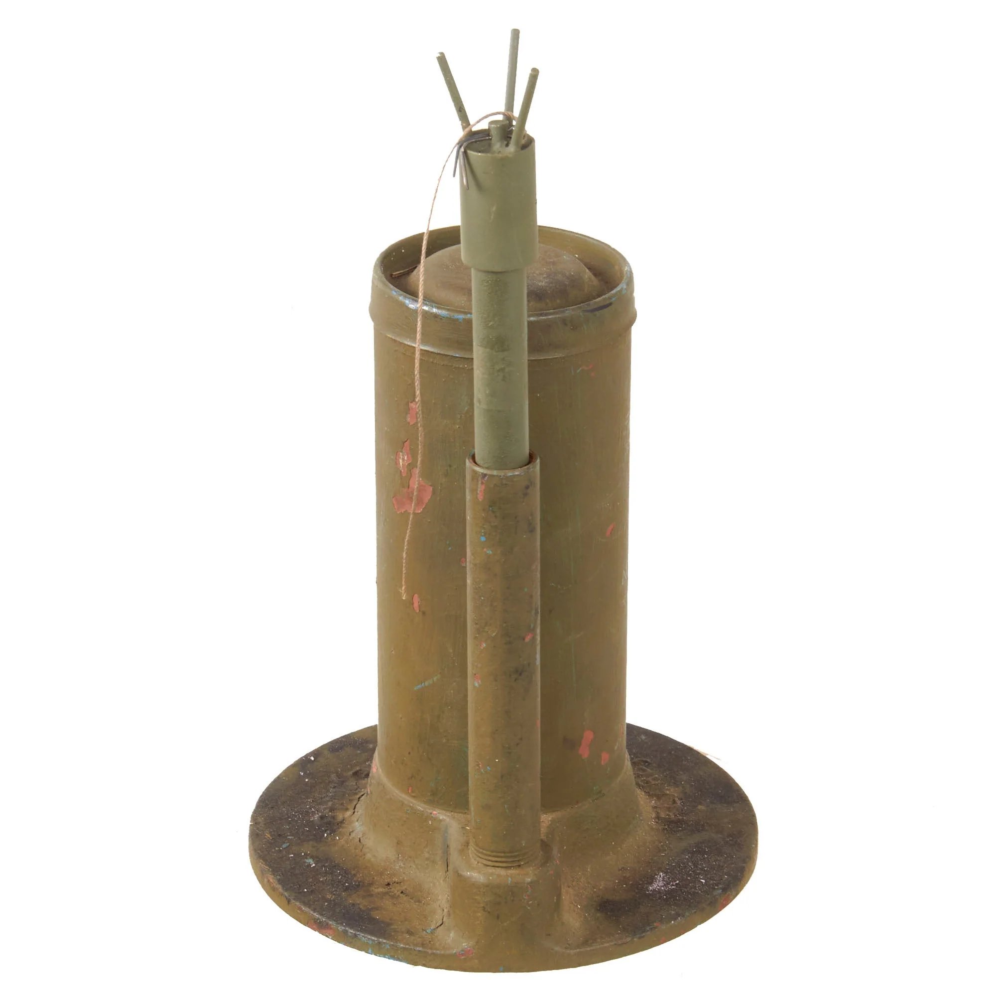 Original U.S. Korean War M48 Parachute Trip Wire Flare - INERT Earth Cutaway EOD Visual Training Aid — image 7