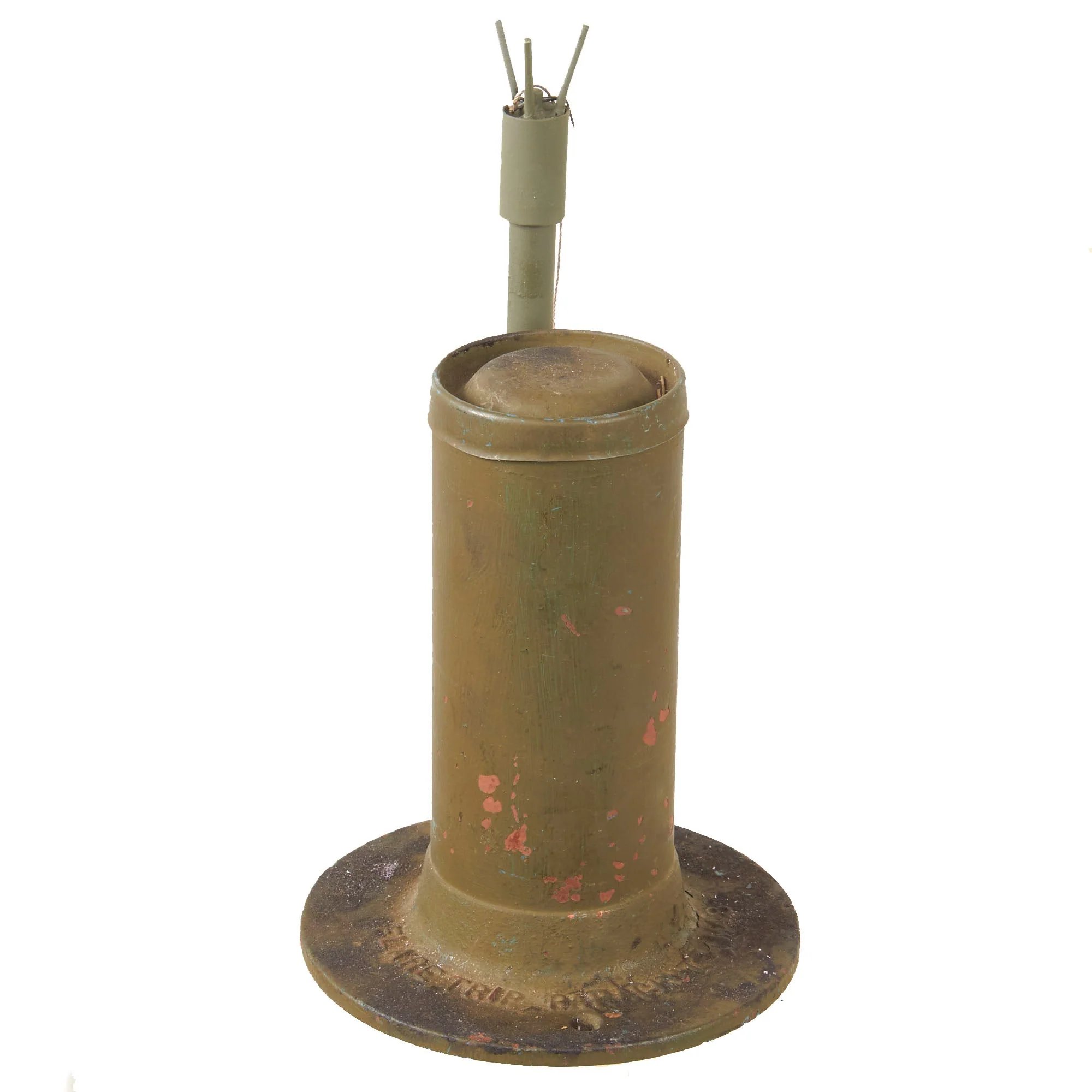 Original U.S. Korean War M48 Parachute Trip Wire Flare - INERT Earth Cutaway EOD Visual Training Aid — image 8