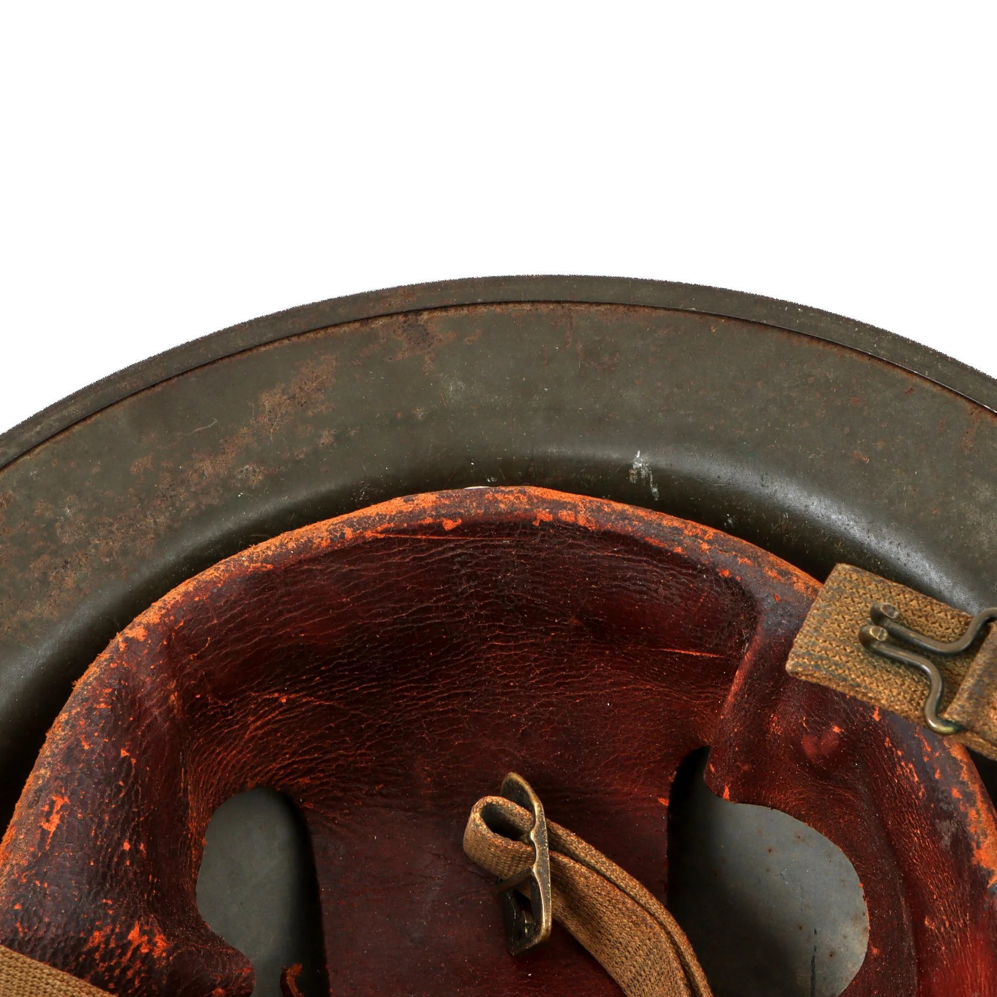 Original U.S. WWII Ford Island Military Police M1917A1 Kelly Helmet with Textured Paint & Liner — image 12