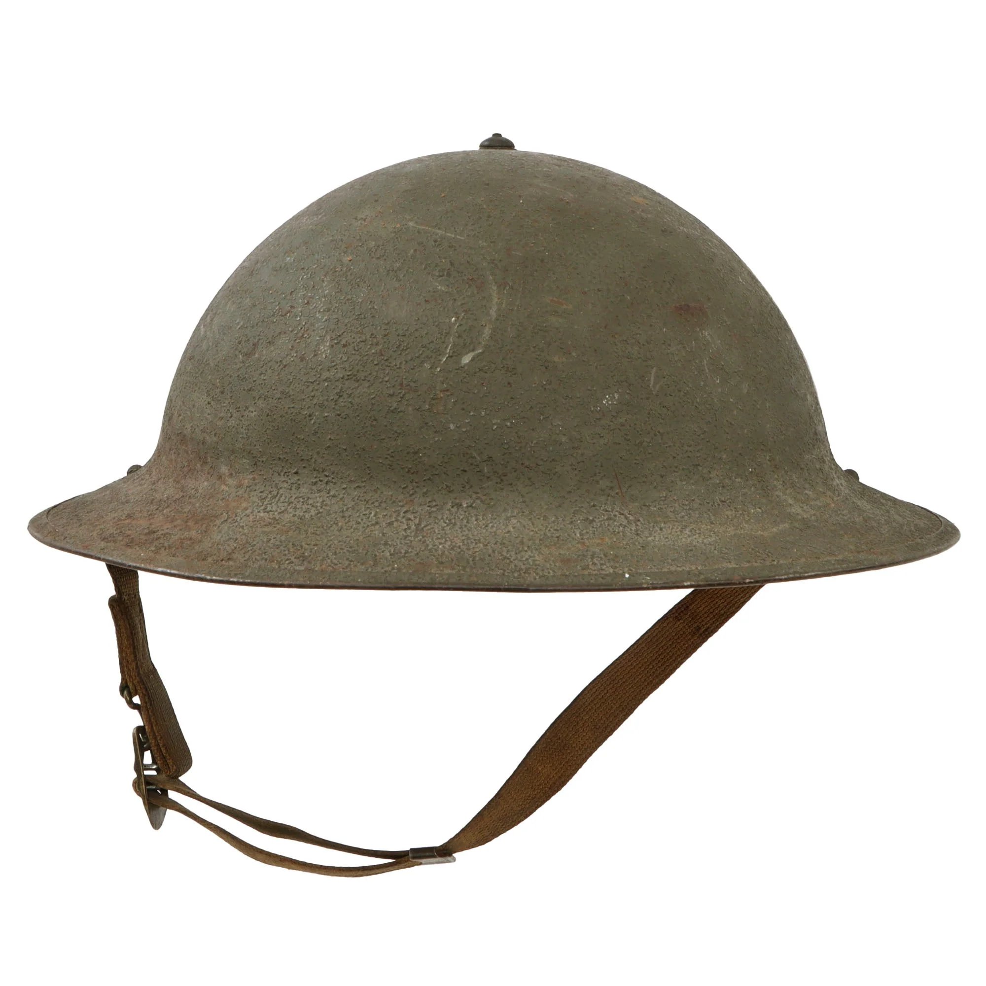 Original U.S. WWII Ford Island Military Police M1917A1 Kelly Helmet with Textured Paint & Liner — image 14